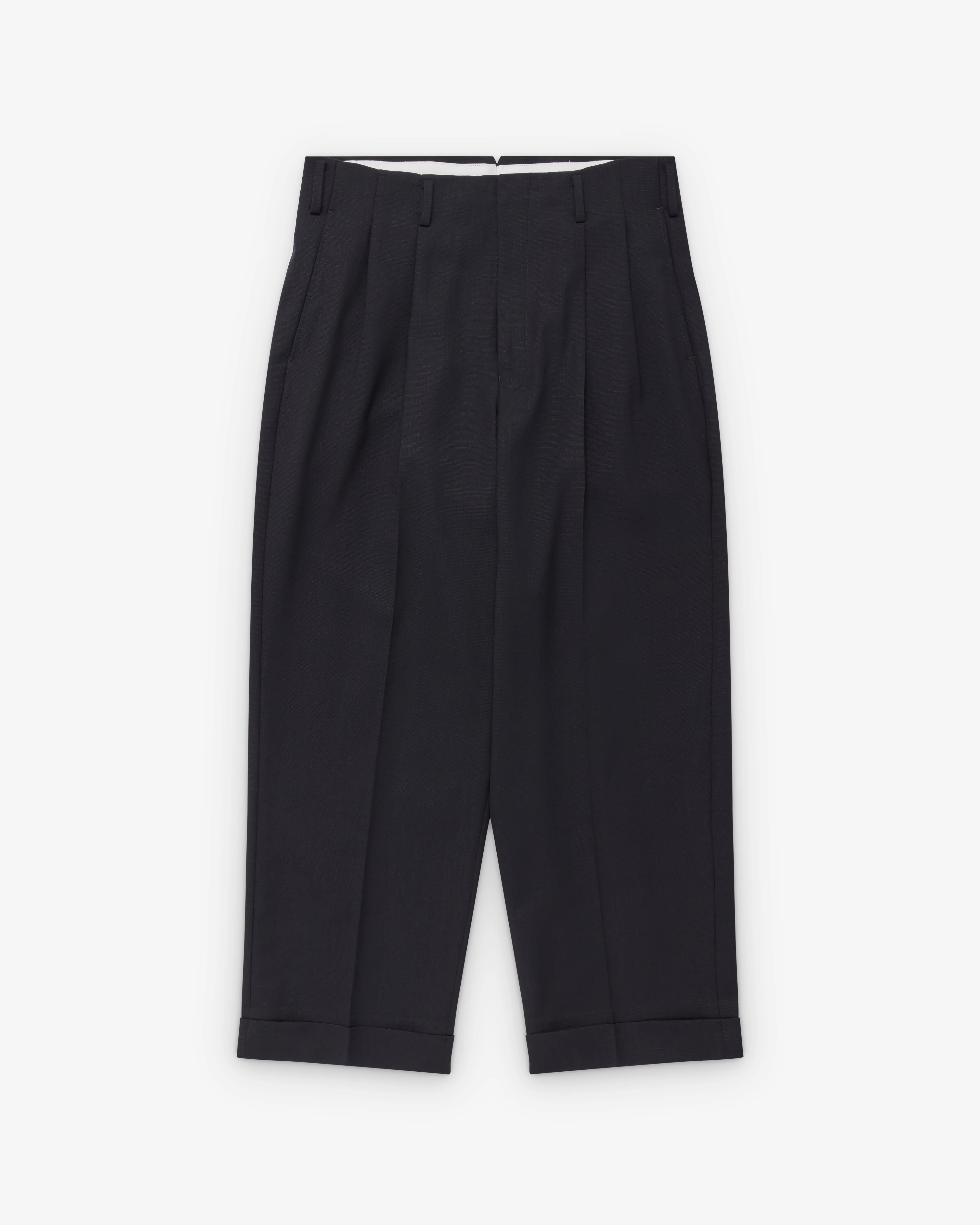 A.Presse - Men's Slub Wool Trousers - (Navy)