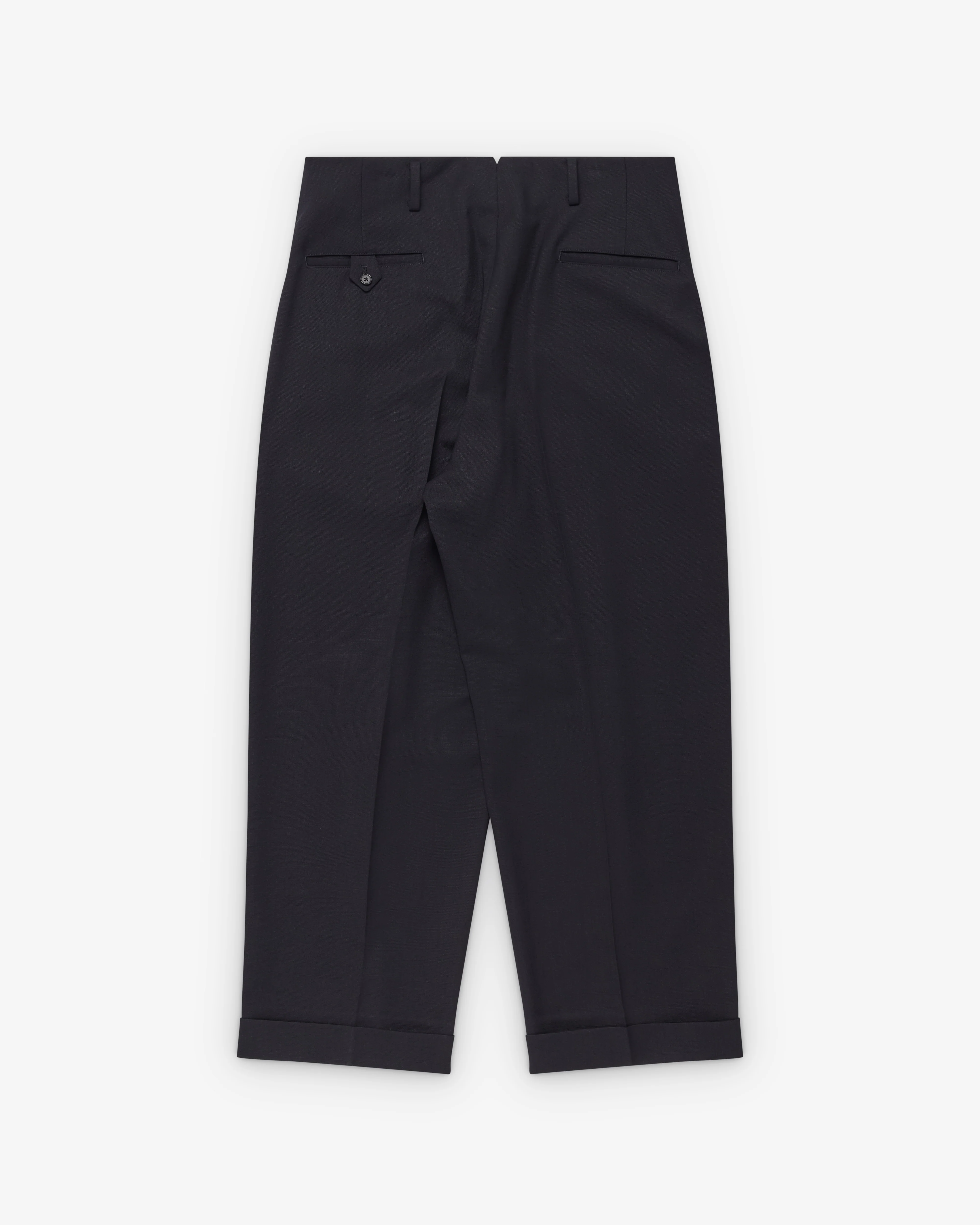 A.Presse - Men's Slub Wool Trousers - (Navy) - Image 2