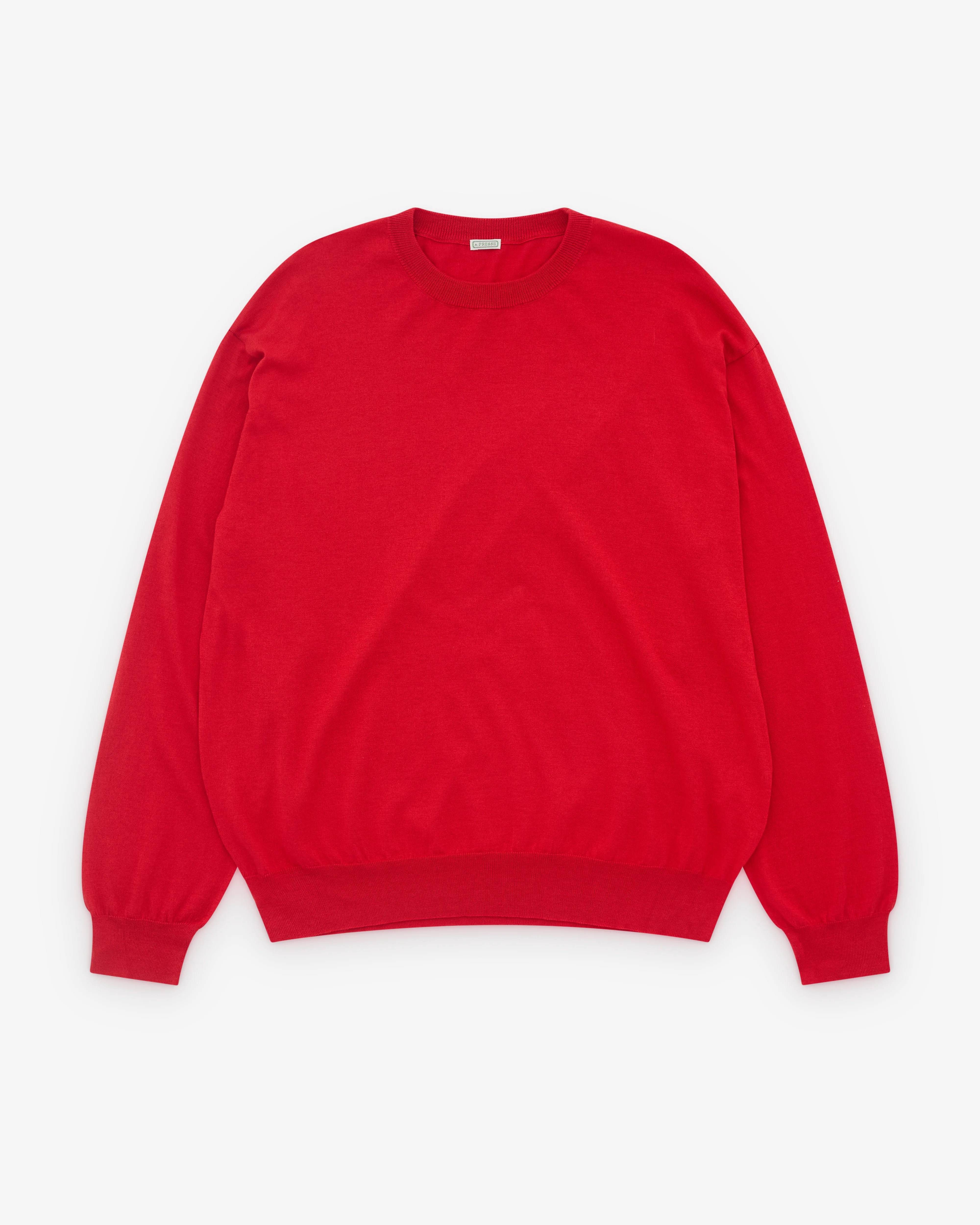 A.Presse - Men’s Wool Cotton High Gauge Crew Neck - (Red)