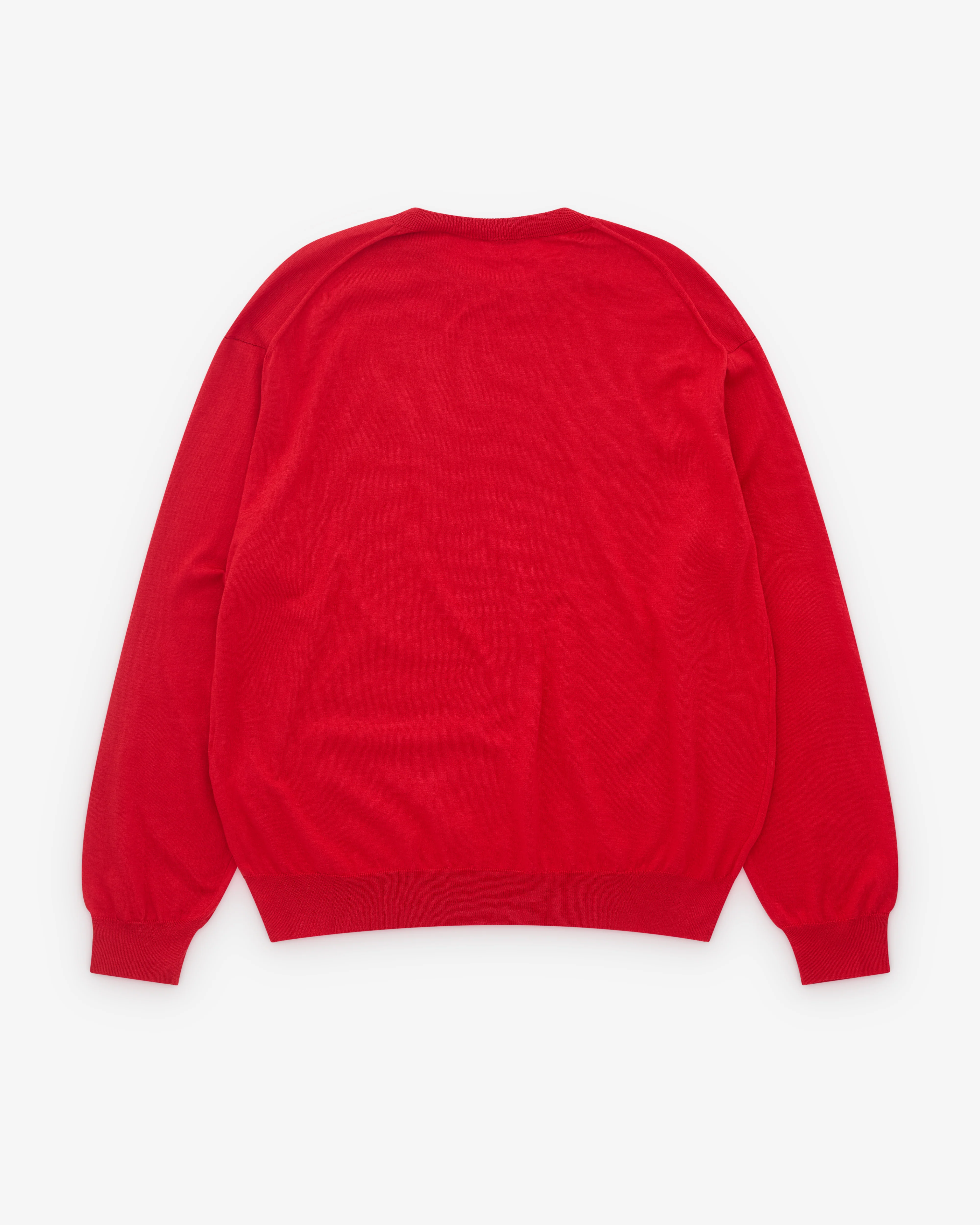 A.Presse - Men’s Wool Cotton High Gauge Crew Neck - (Red) - Image 2