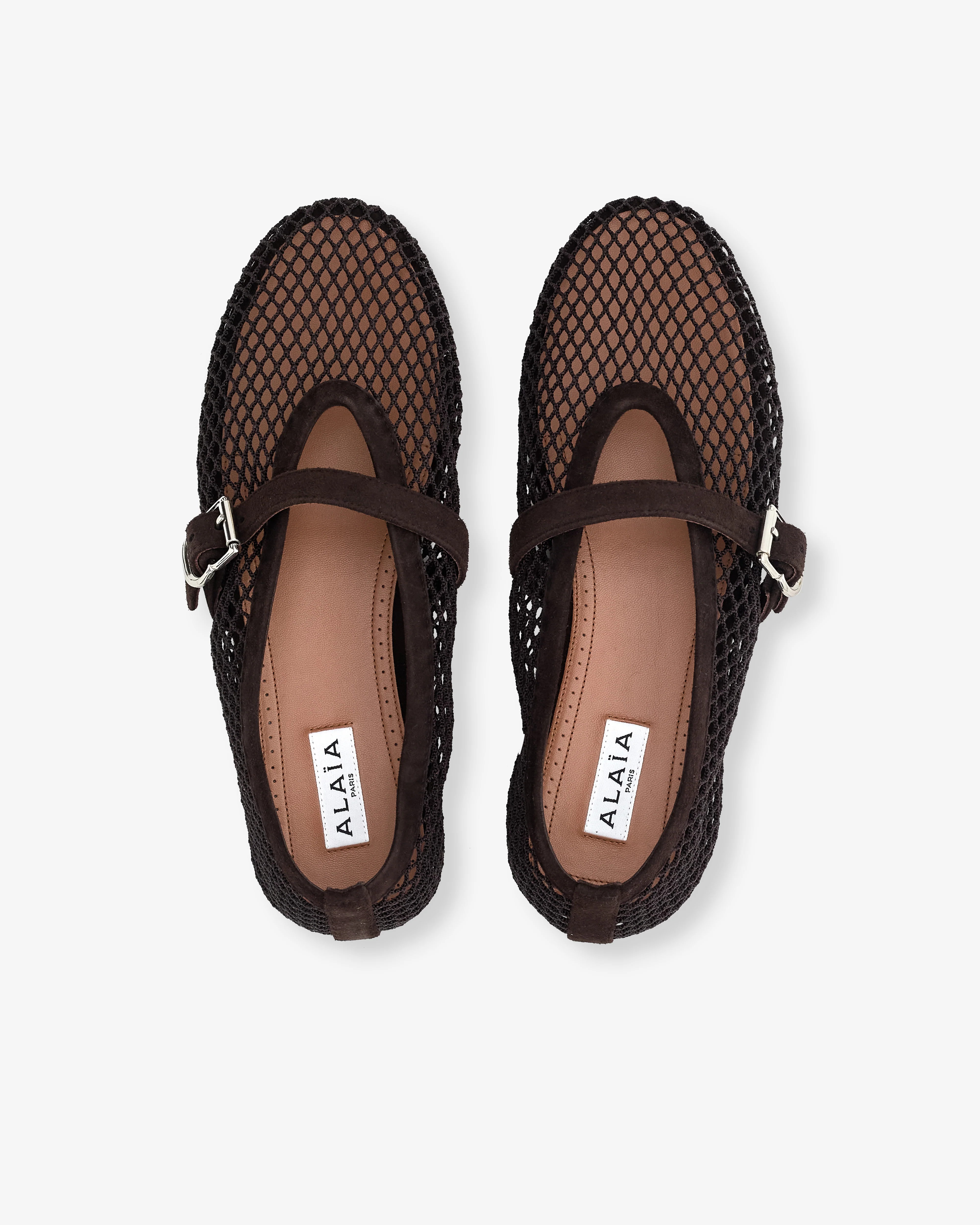 Alaïa - Women’s Fishnet Ballet Flats - (Dark Brown) - Image 5