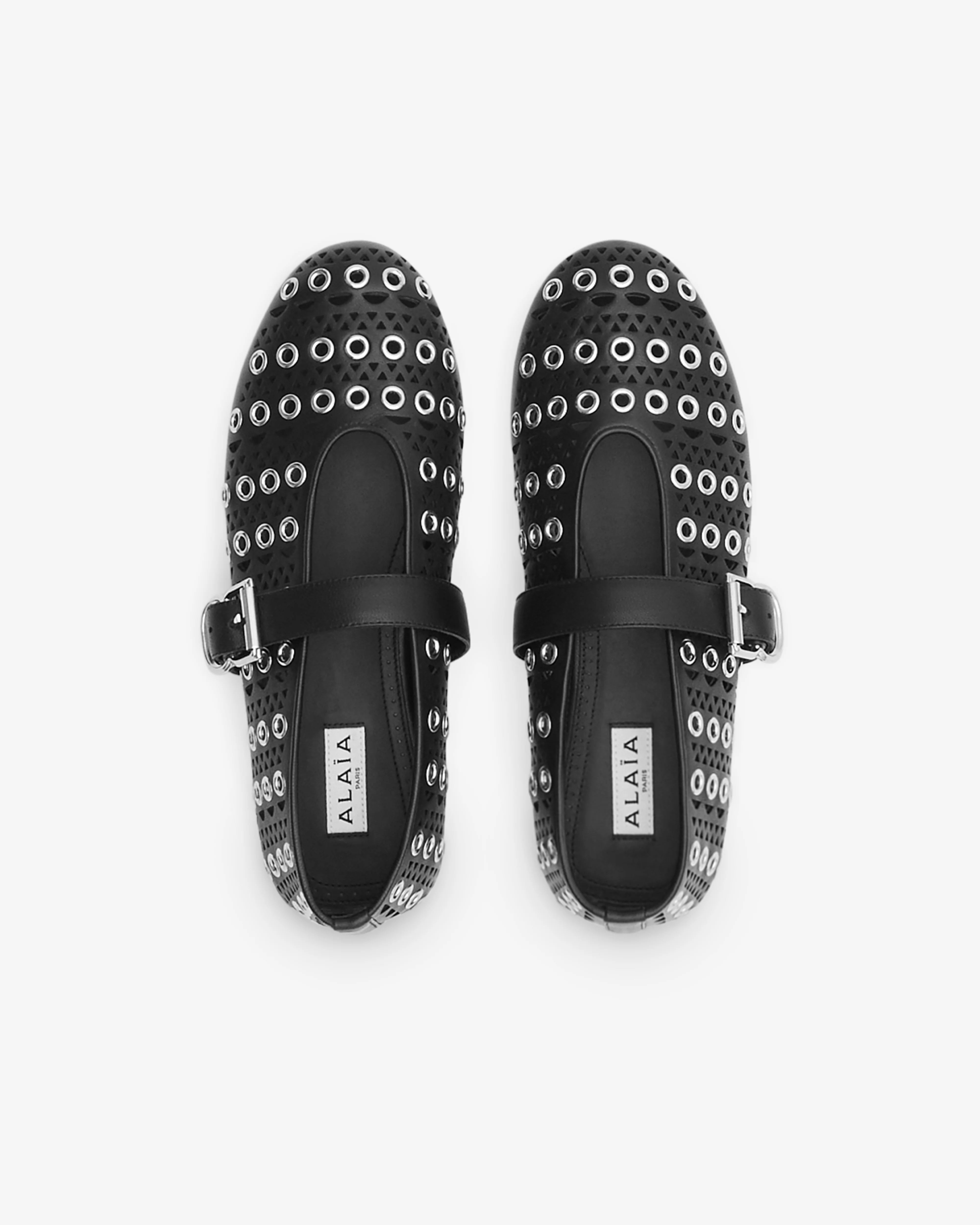 Alaïa - Women’s Perforated Ballet Flats - (Black) - Image 5