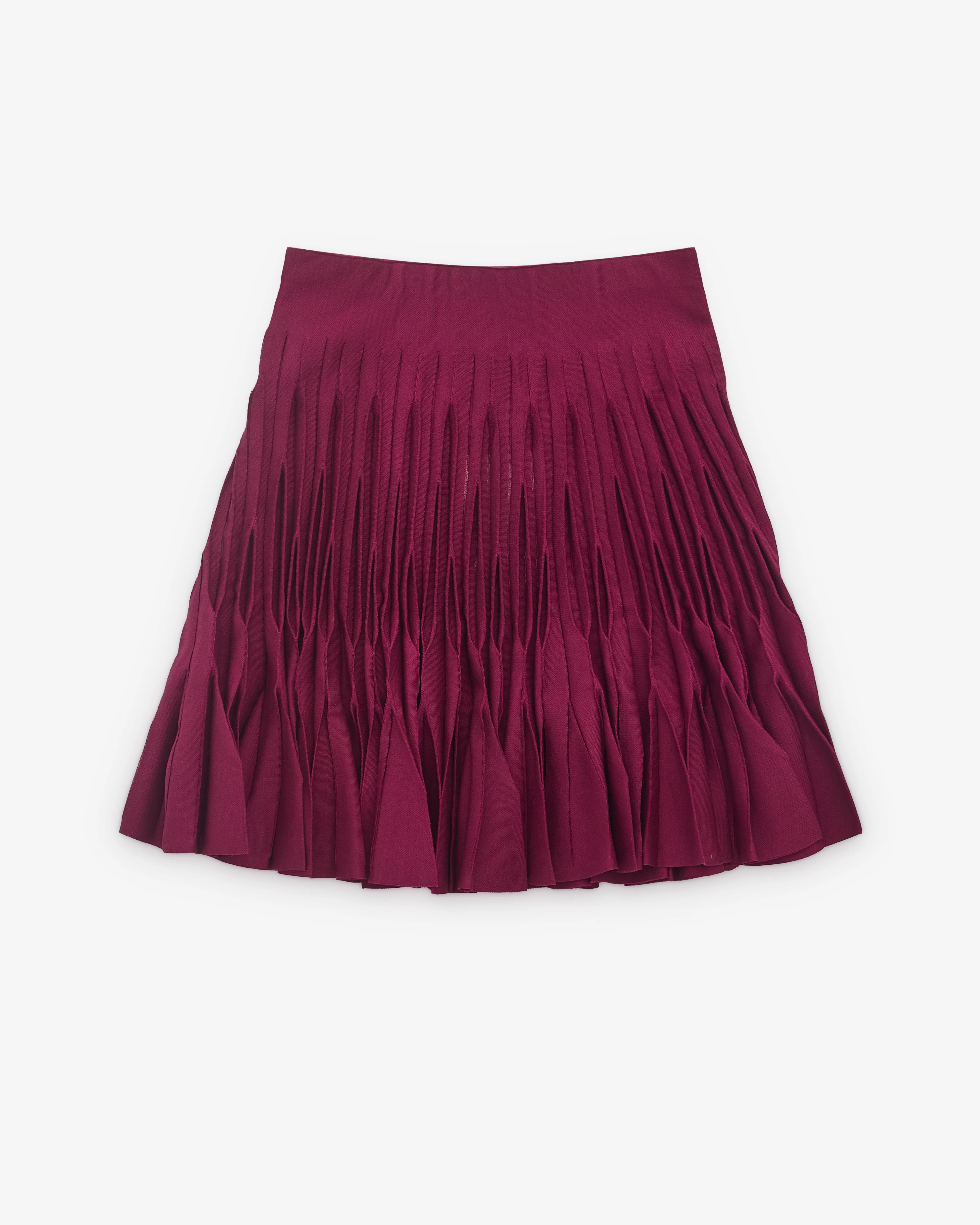 Alaïa - Women's Pleated Miniskirt - (Burgundy) - Image 2