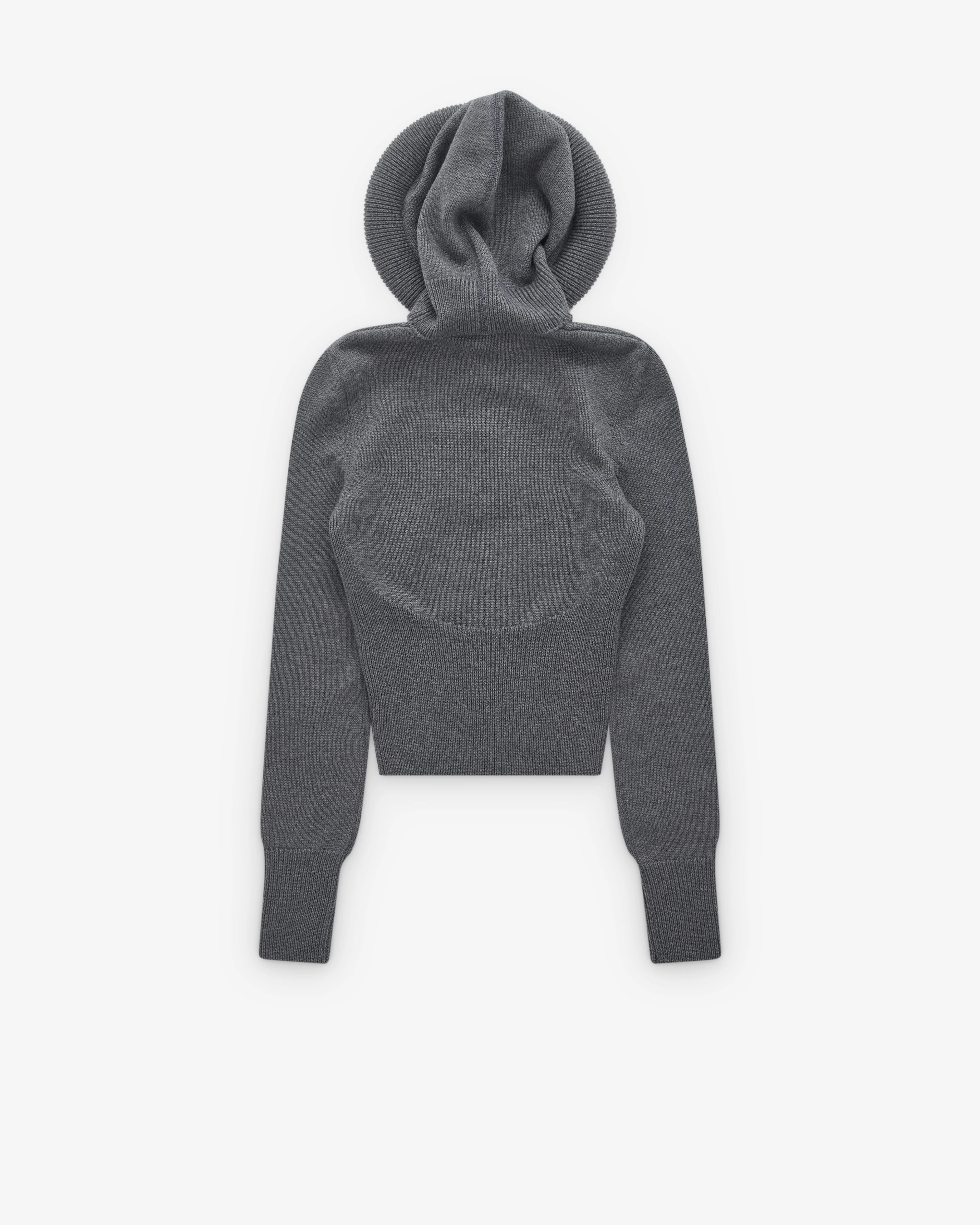 Alaïa - Women's Sculptural Hood Ribbed Knit Jumper - (Grey) - Image 2