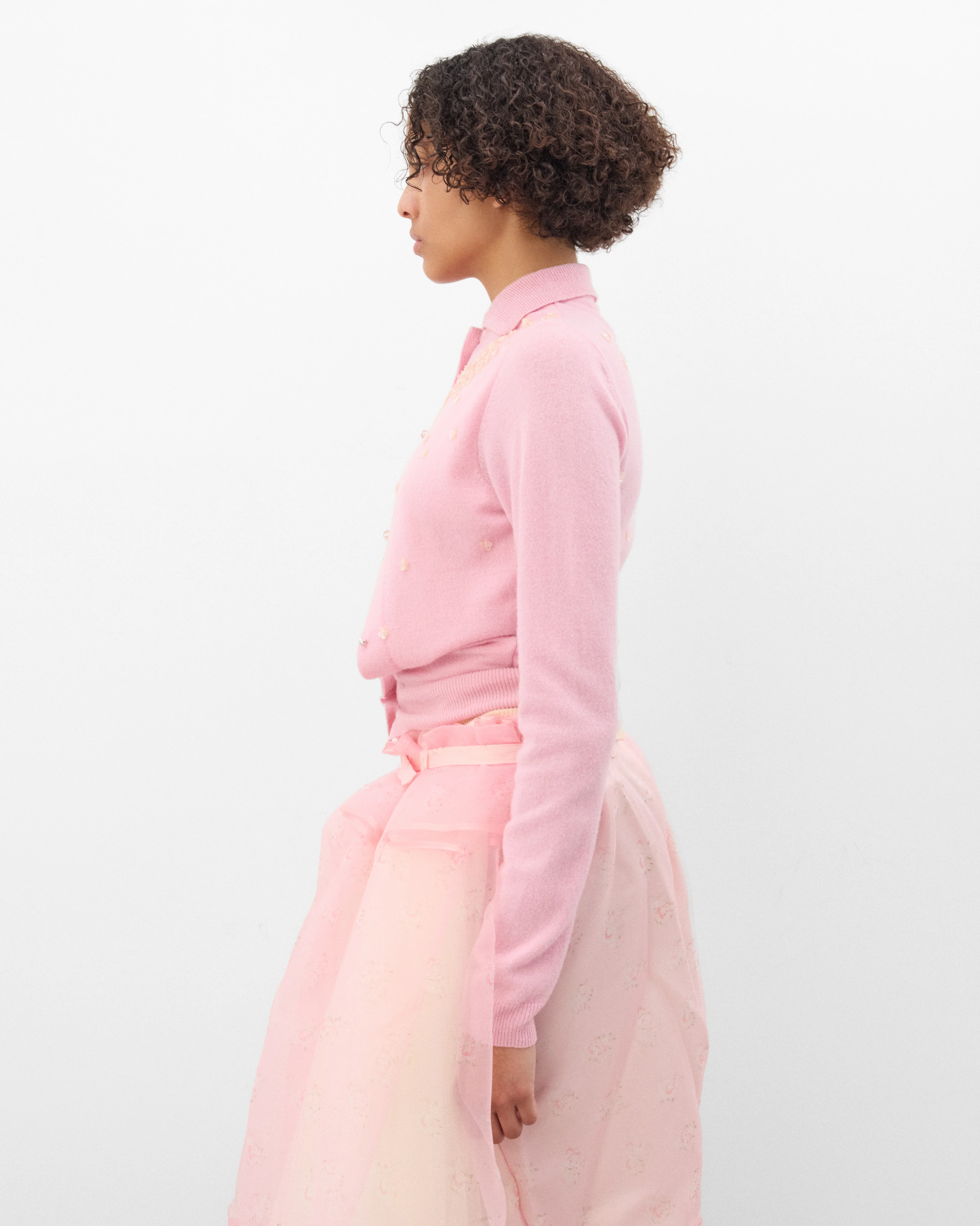 August Barron - Women's Double Embroidered Cardigan - (Pink/Peach) - Image 4