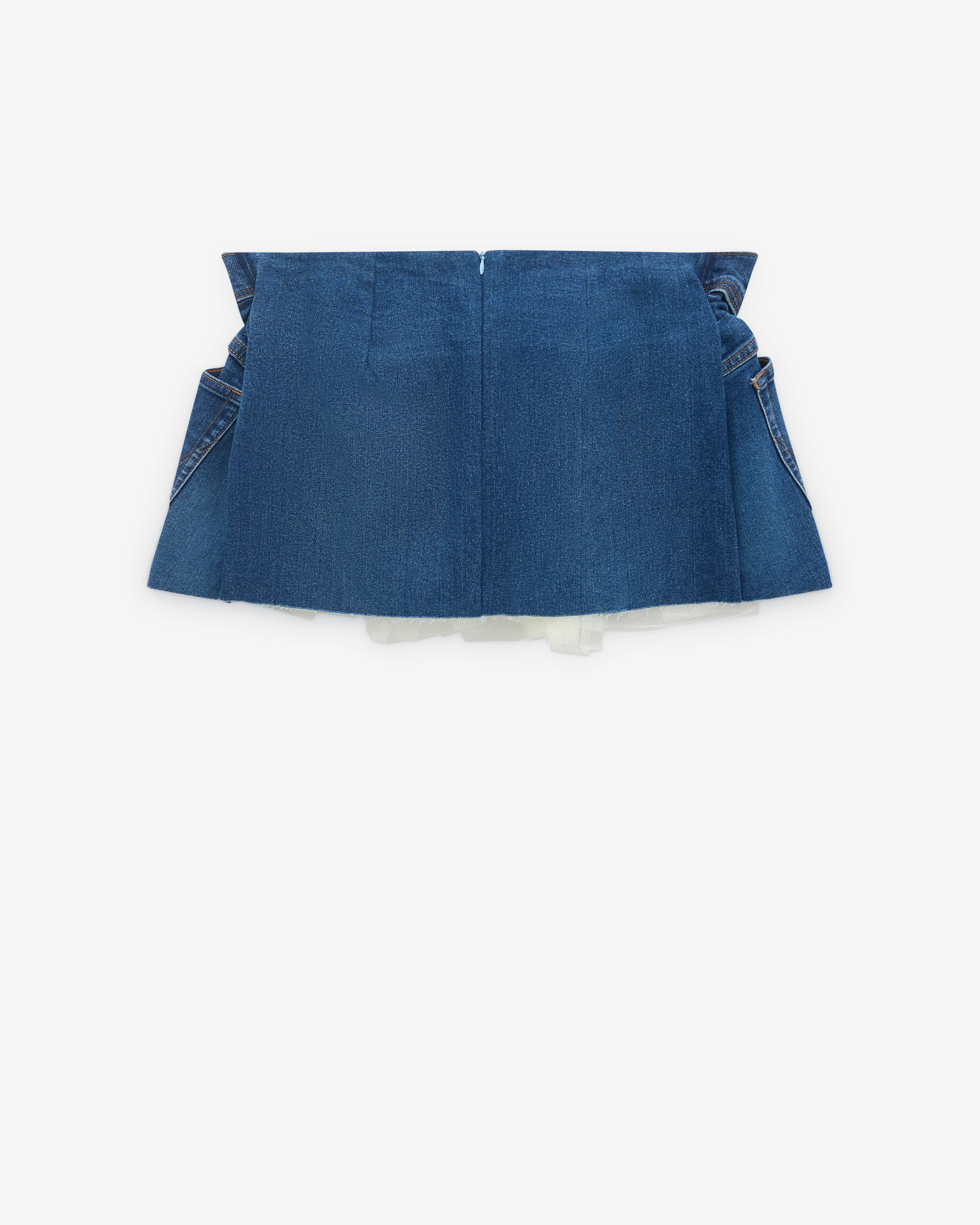 August Barron - Women's Scrunch Denim Skirt - (Blue) - Image 2