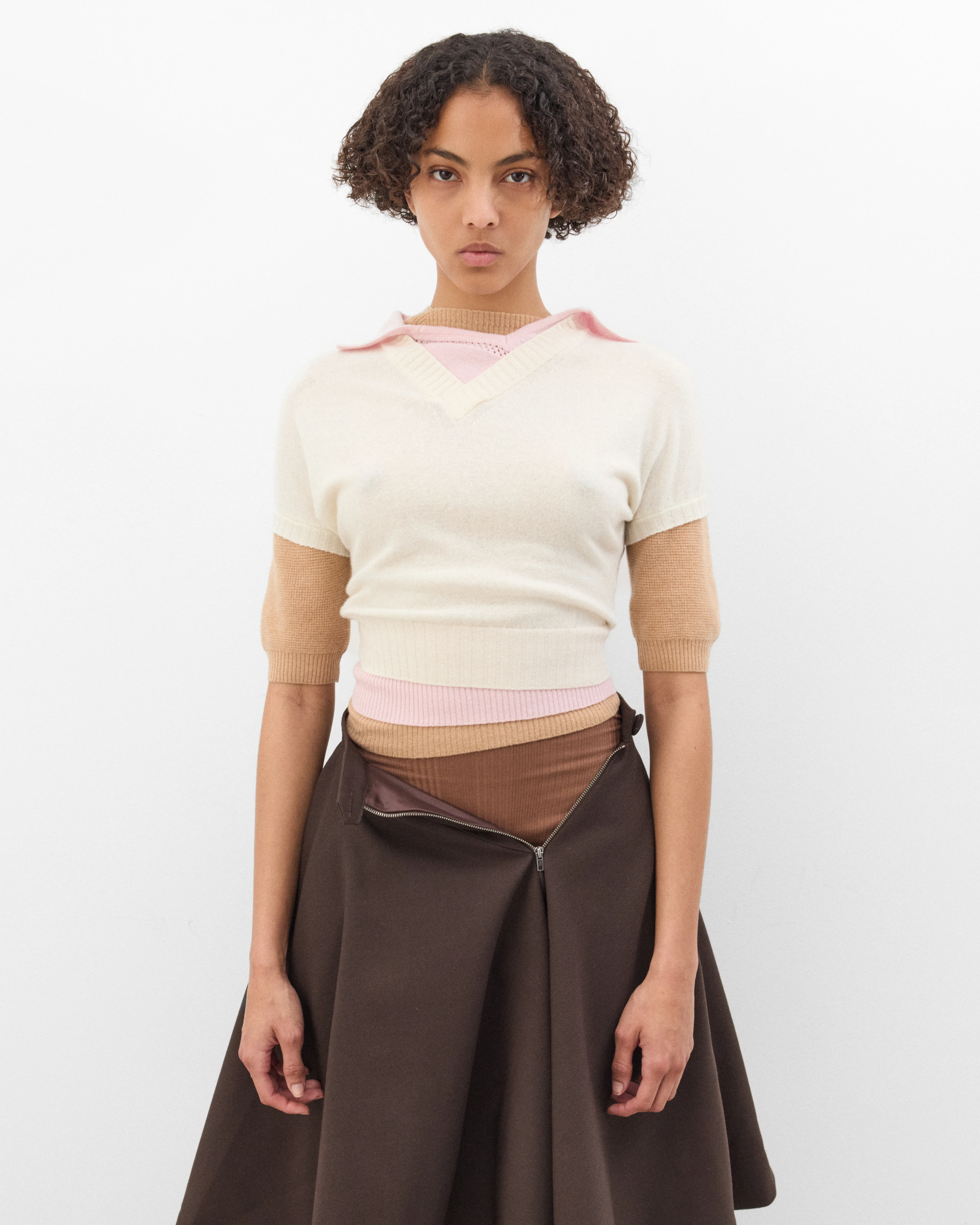 August Barron - Women's Triple Sweater - (Cream/Pink/Beige) - Image 3