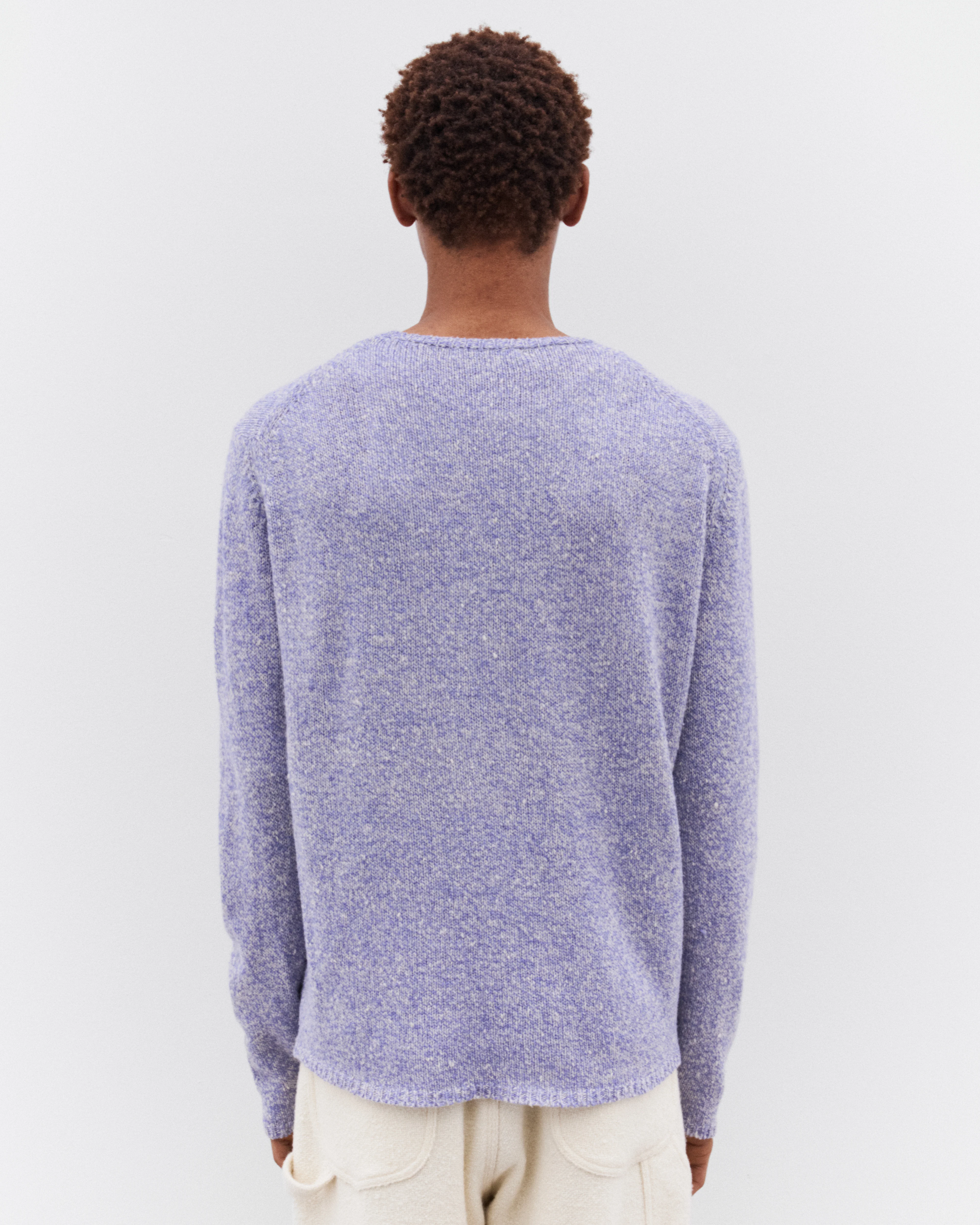 Auralee - Men’s Airy Silk Wool Knit Pull Over - (Light Purple) - Image 5
