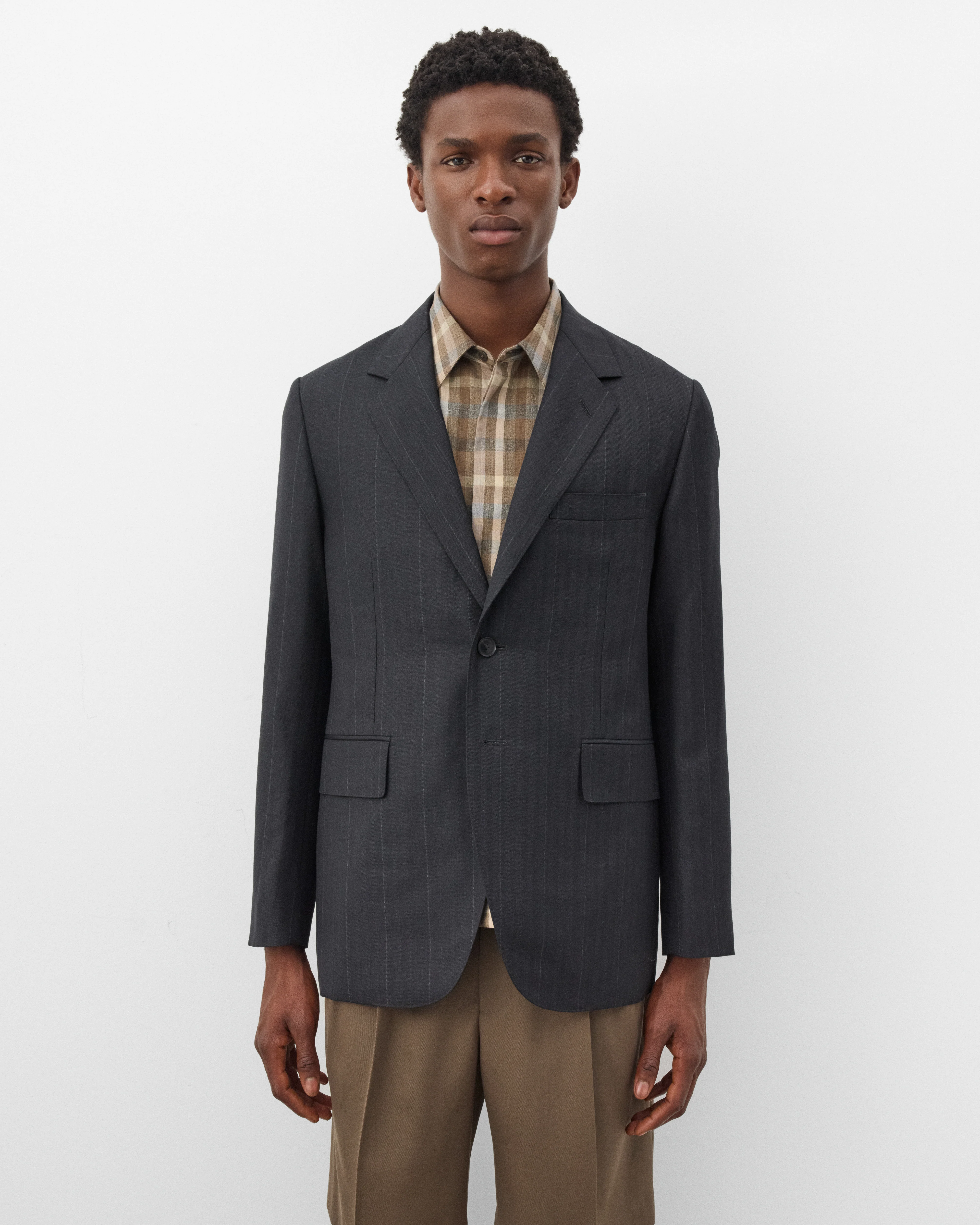Auralee - Men's Bluefaced Wool Jacket - (Navy) - Image 3