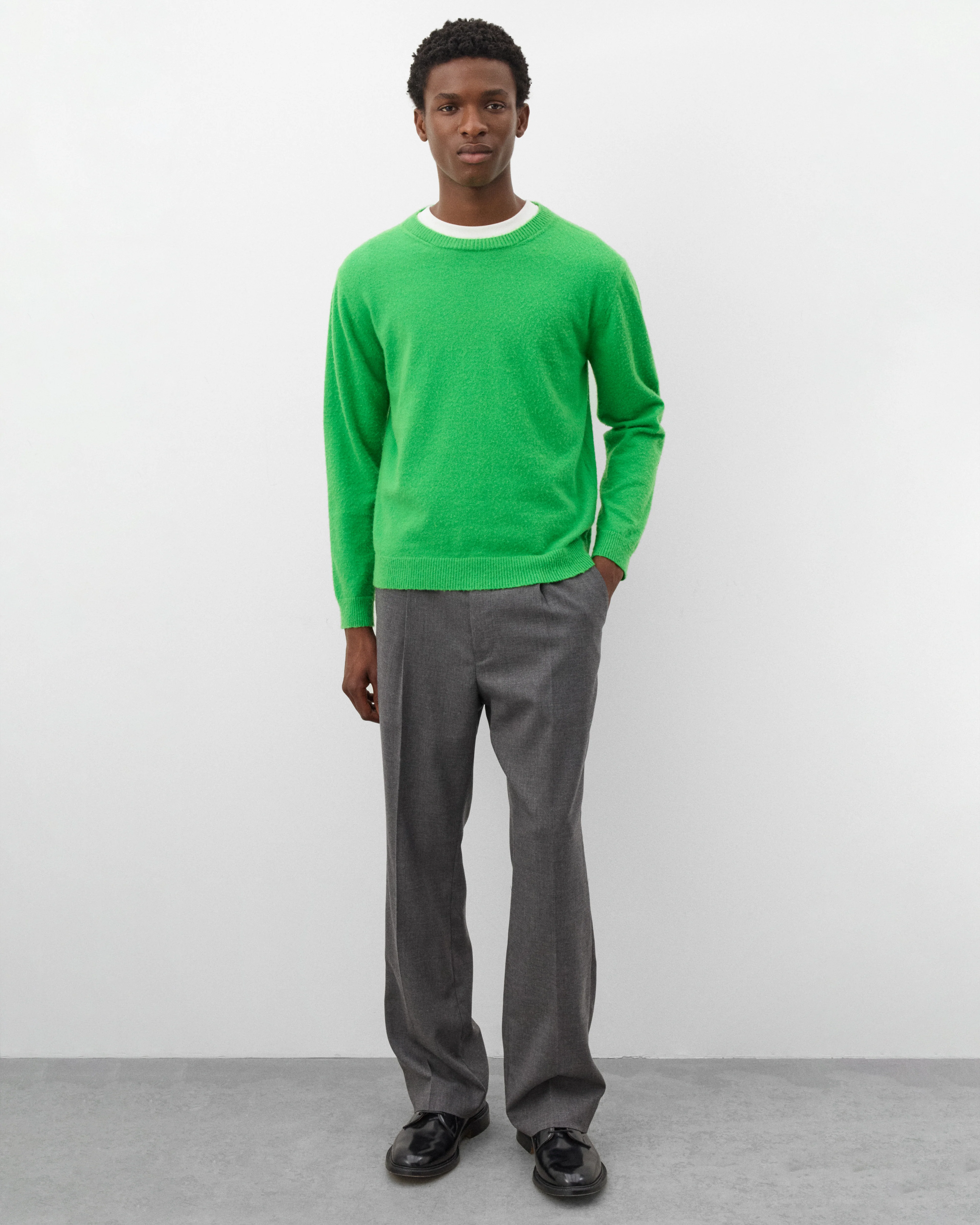 Auralee - Men's Brushed Cashmere Cotton Knit - (Green) - Image 6