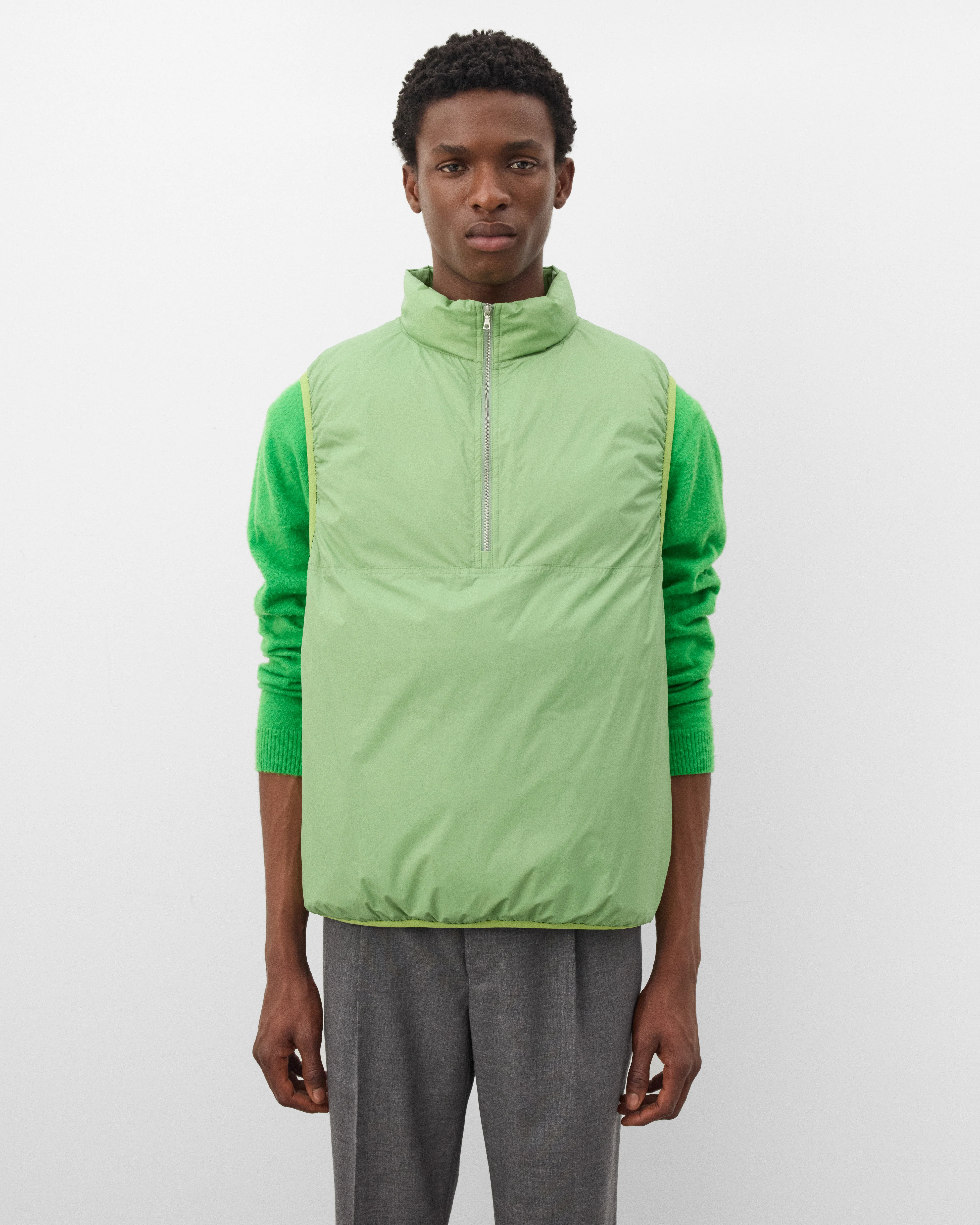 Auralee - Men's Light Nylon Ripstop Down Vest - (Light Green) - Image 3