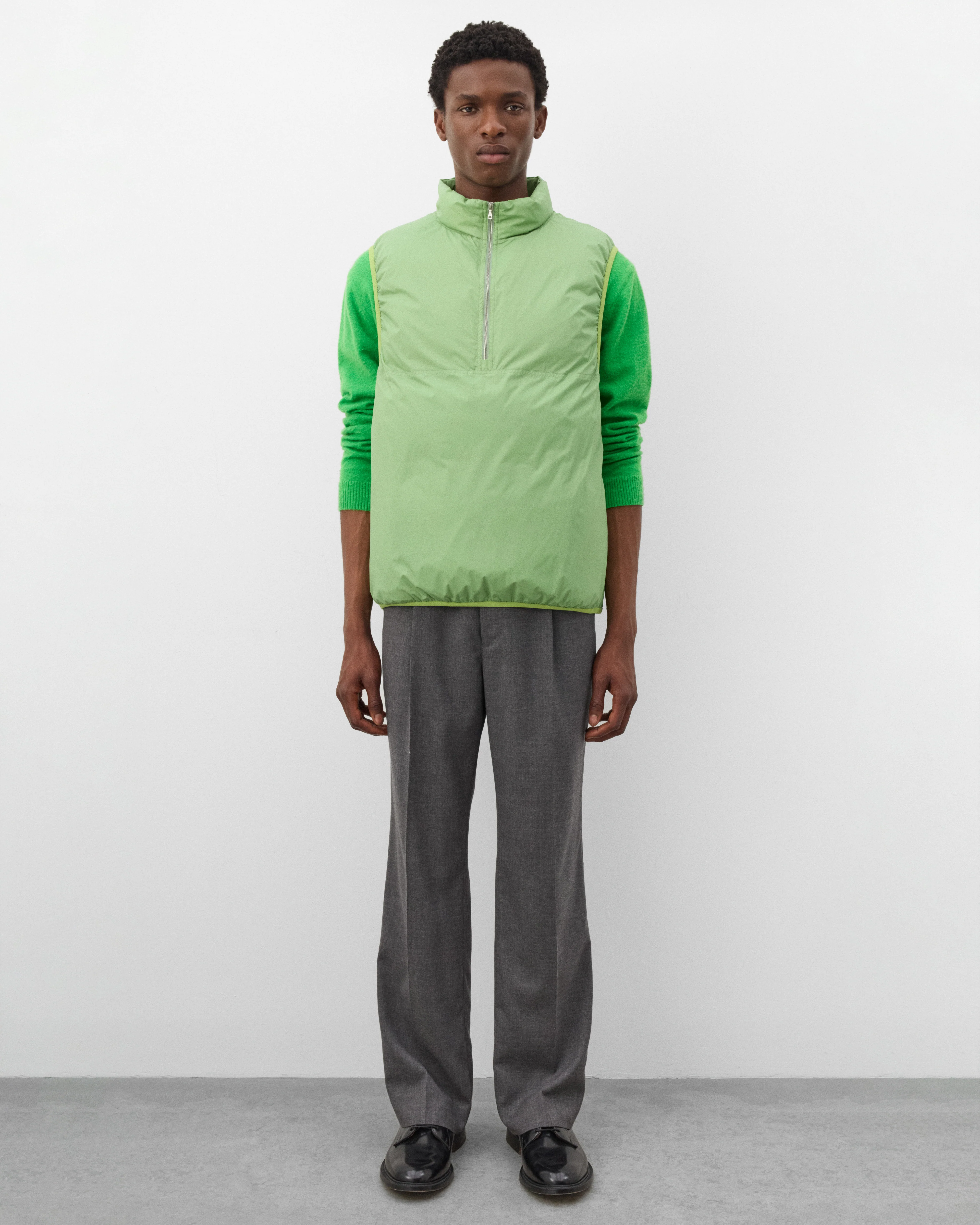 Auralee - Men's Light Nylon Ripstop Down Vest - (Light Green) - Image 6