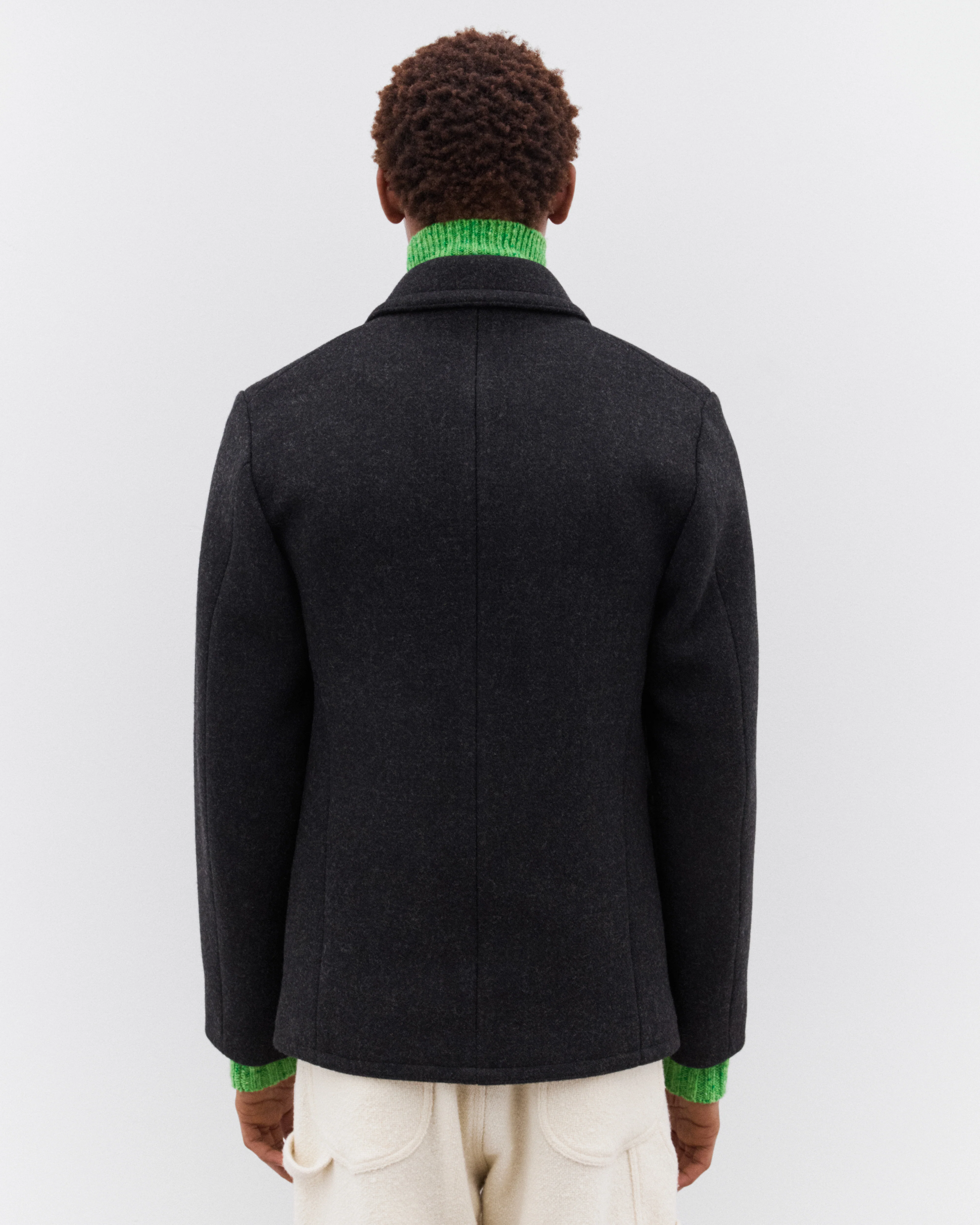 Auralee - Men’s Shetland Wool Double Cloth Blouson - (Dark Charcoal) - Image 5