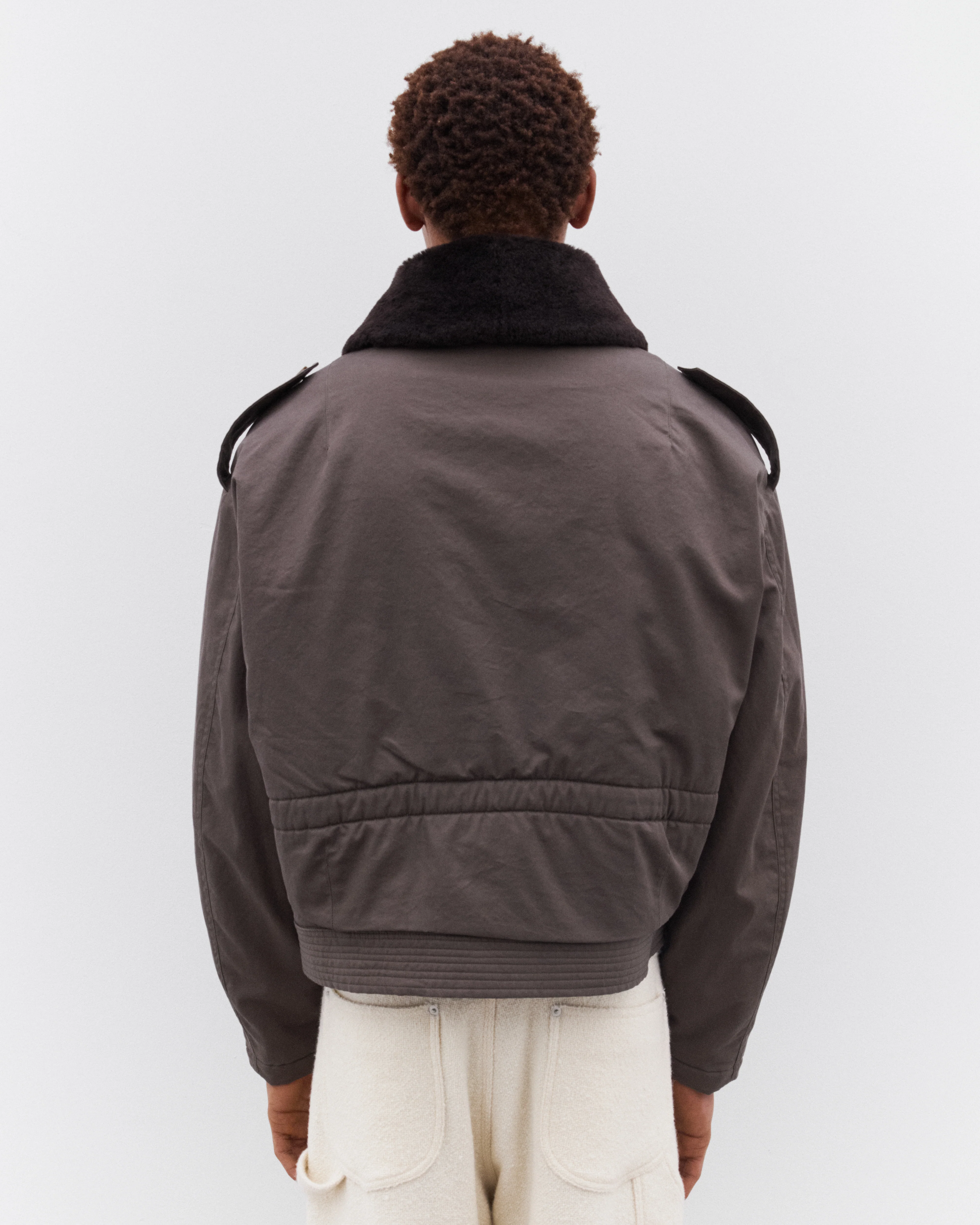 Auralee - Men’s Washed Finx Cotton Gabardine Flight Blouson - (Deep Olive) - Image 5