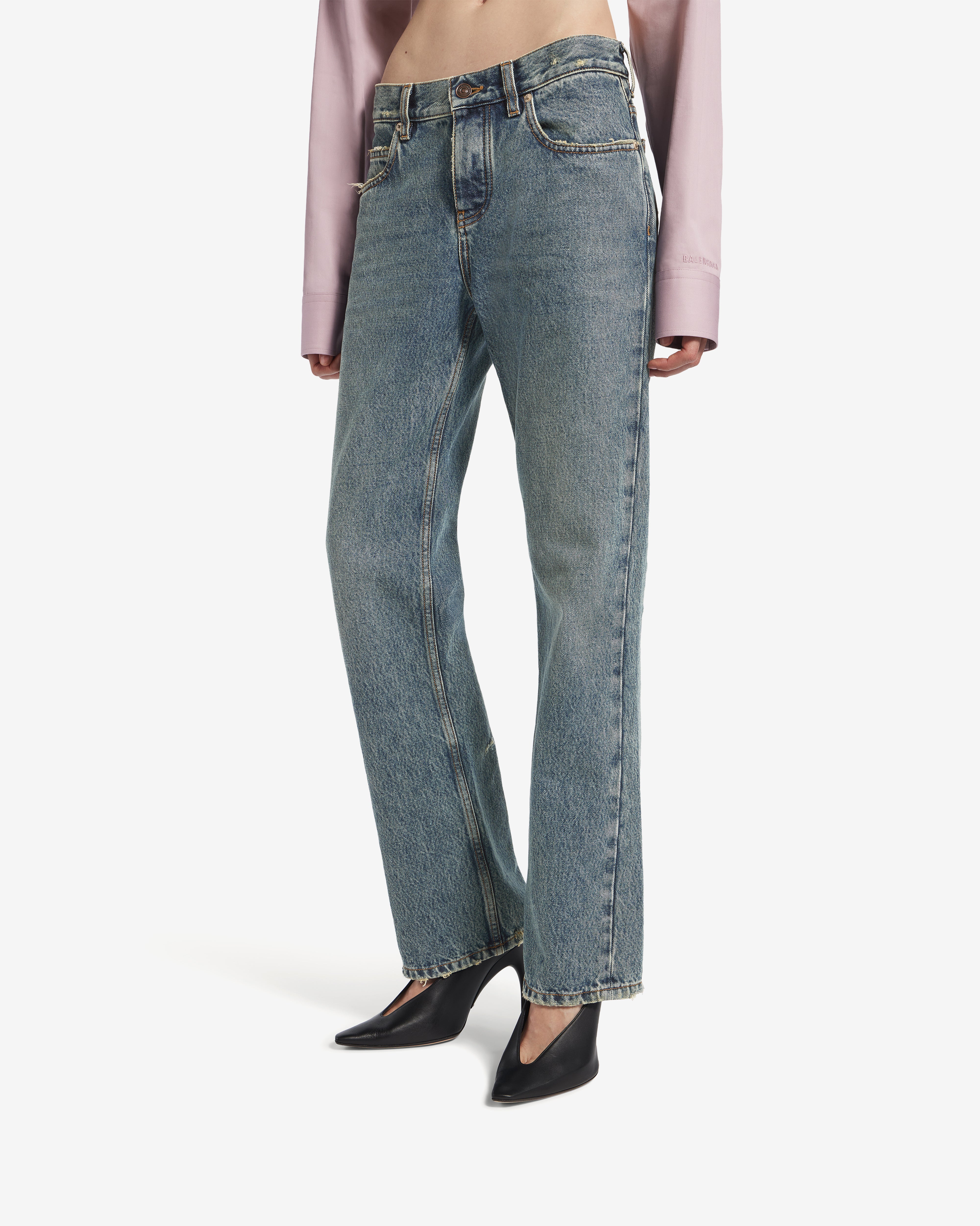 Balenciaga - Women's Regular Fit Jeans - (Dirty Vintage Blue) - Image 5