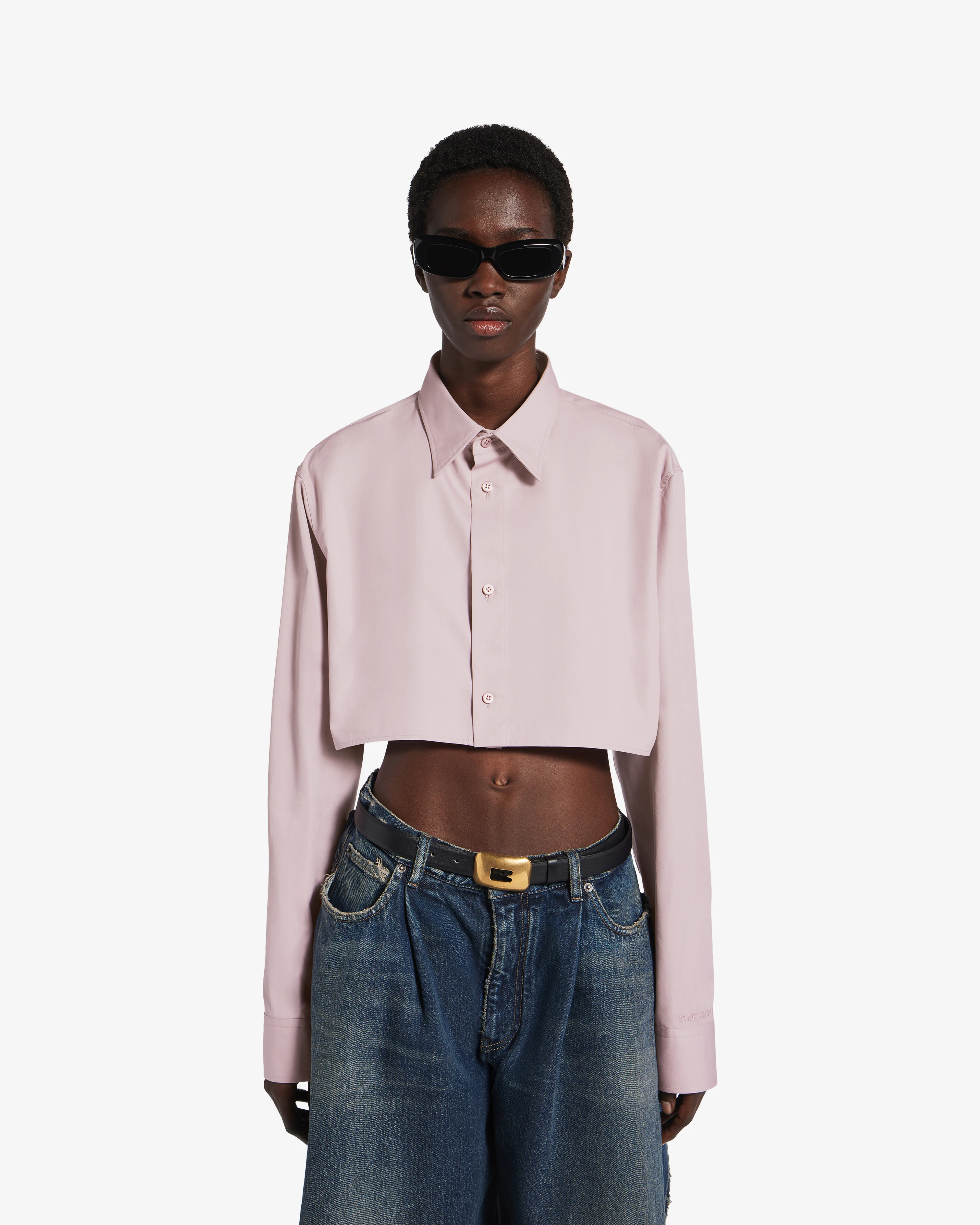 Balenciaga  - Women's Cropped Shirt - (Dusty Pink) - Image 2