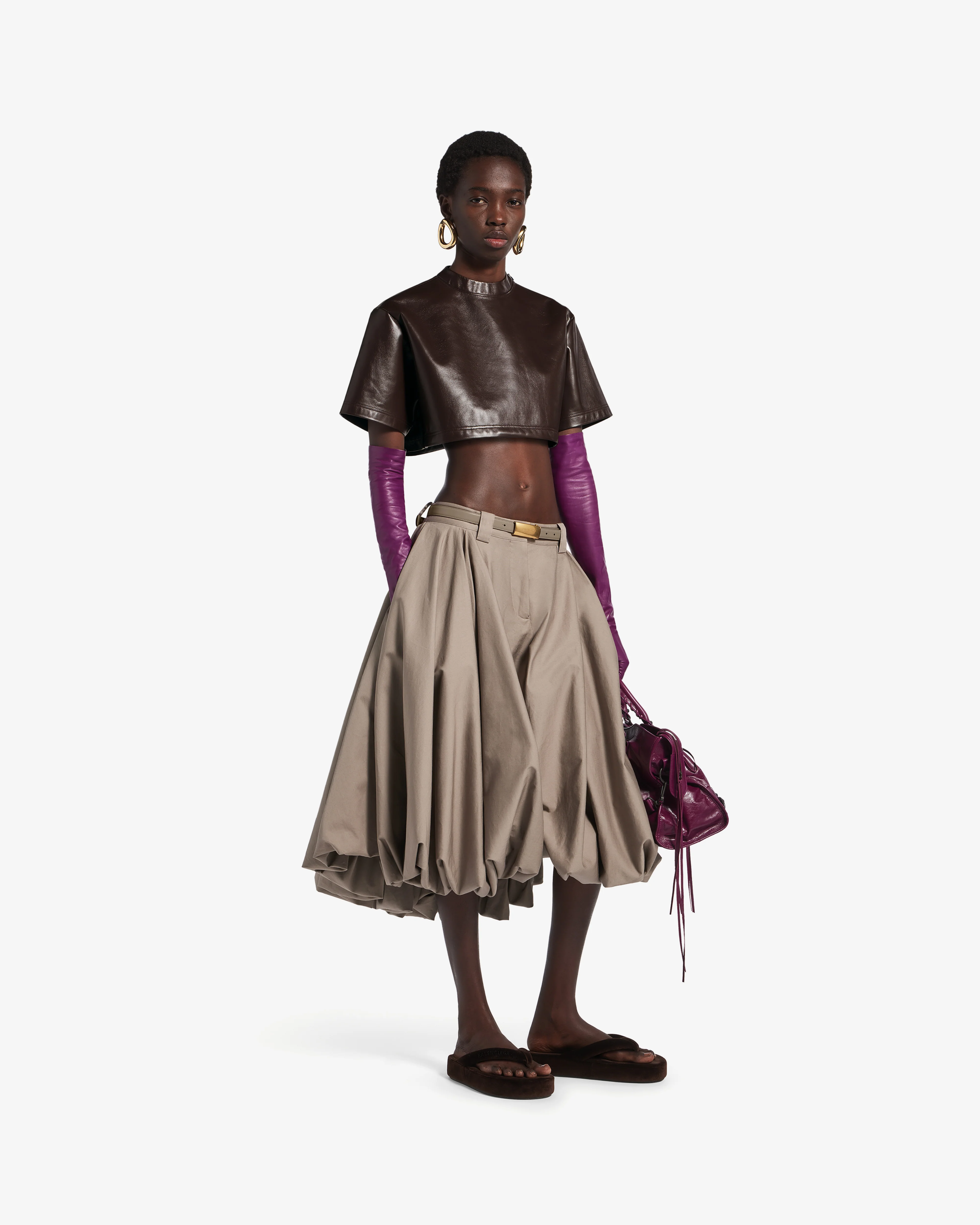 Balenciaga  - Women's Super Cropped Top - (Brown) - Image 2