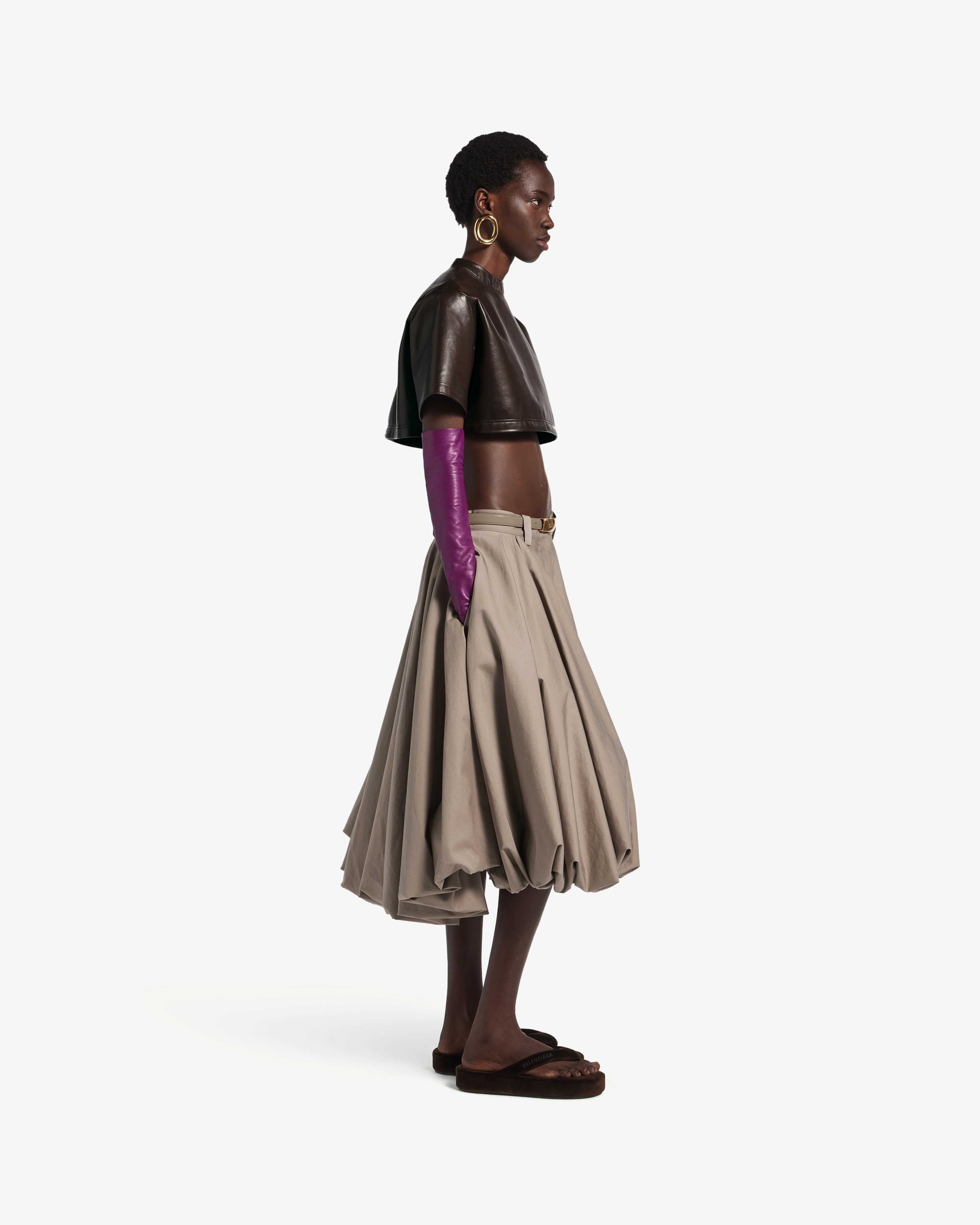 Balenciaga  - Women's Super Cropped Top - (Brown) - Image 4
