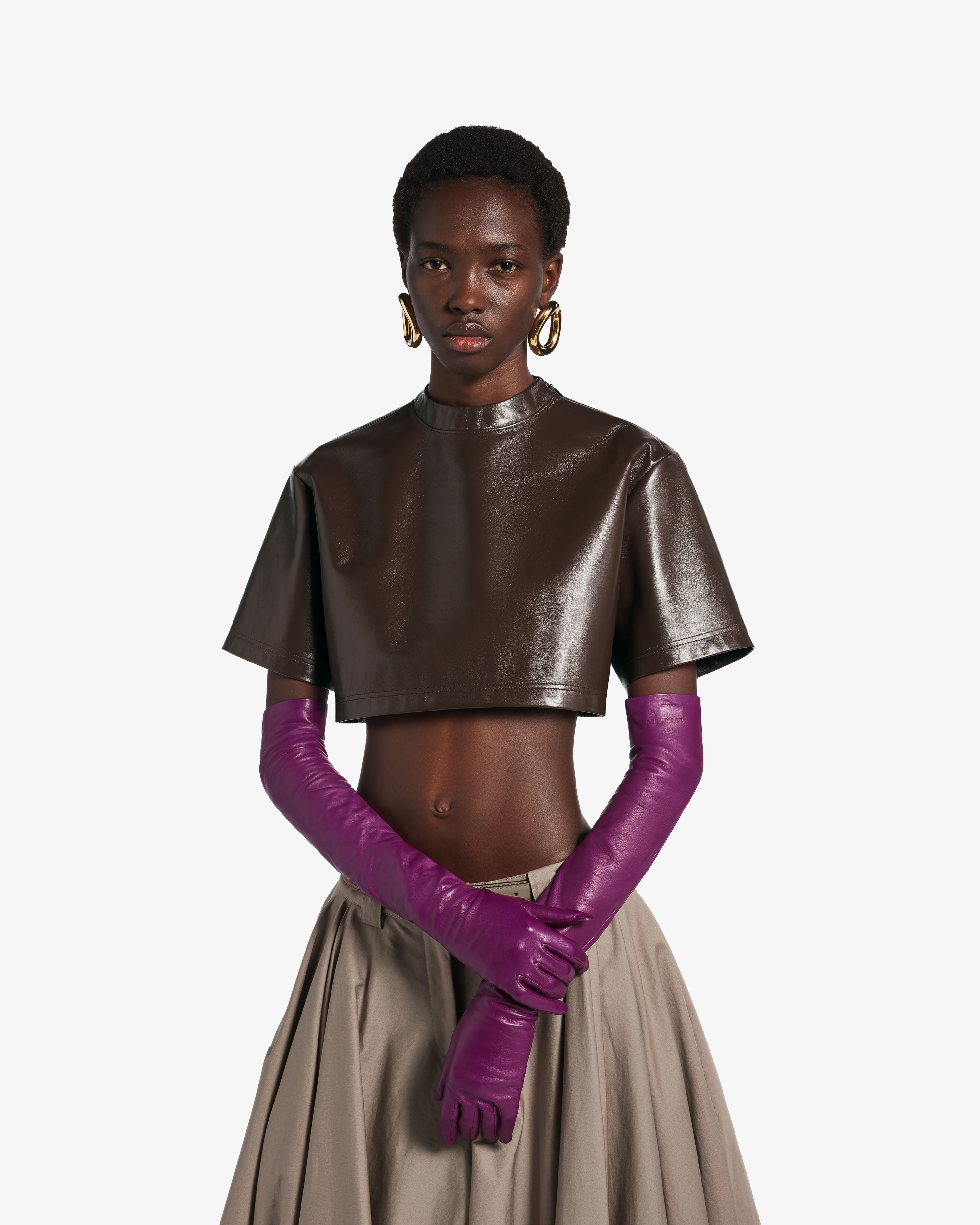 Balenciaga  - Women's Super Cropped Top - (Brown) - Image 5