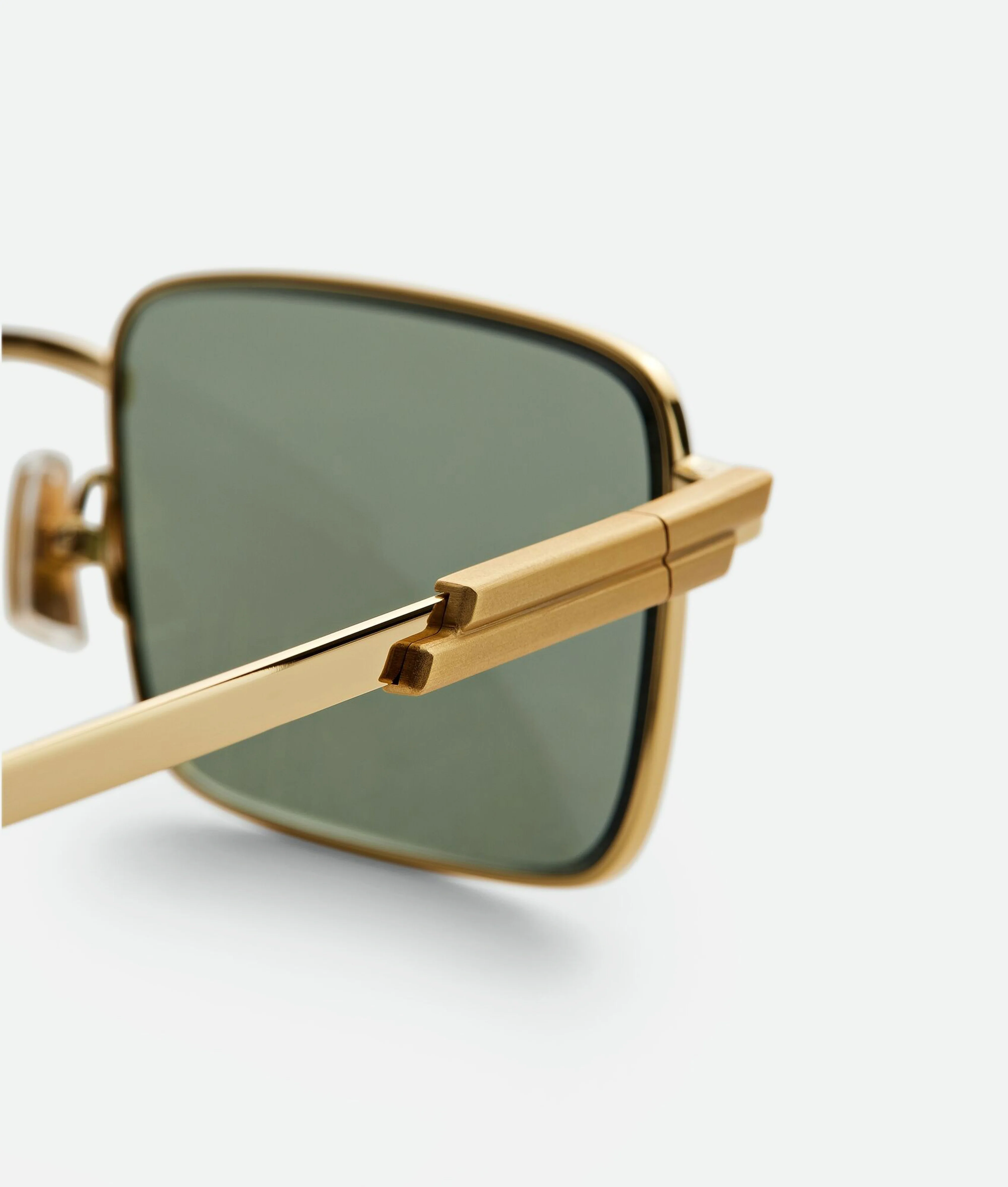 Bottega Veneta - Classic Rectangular Sunglasses - (Gold / Green) - Image 3