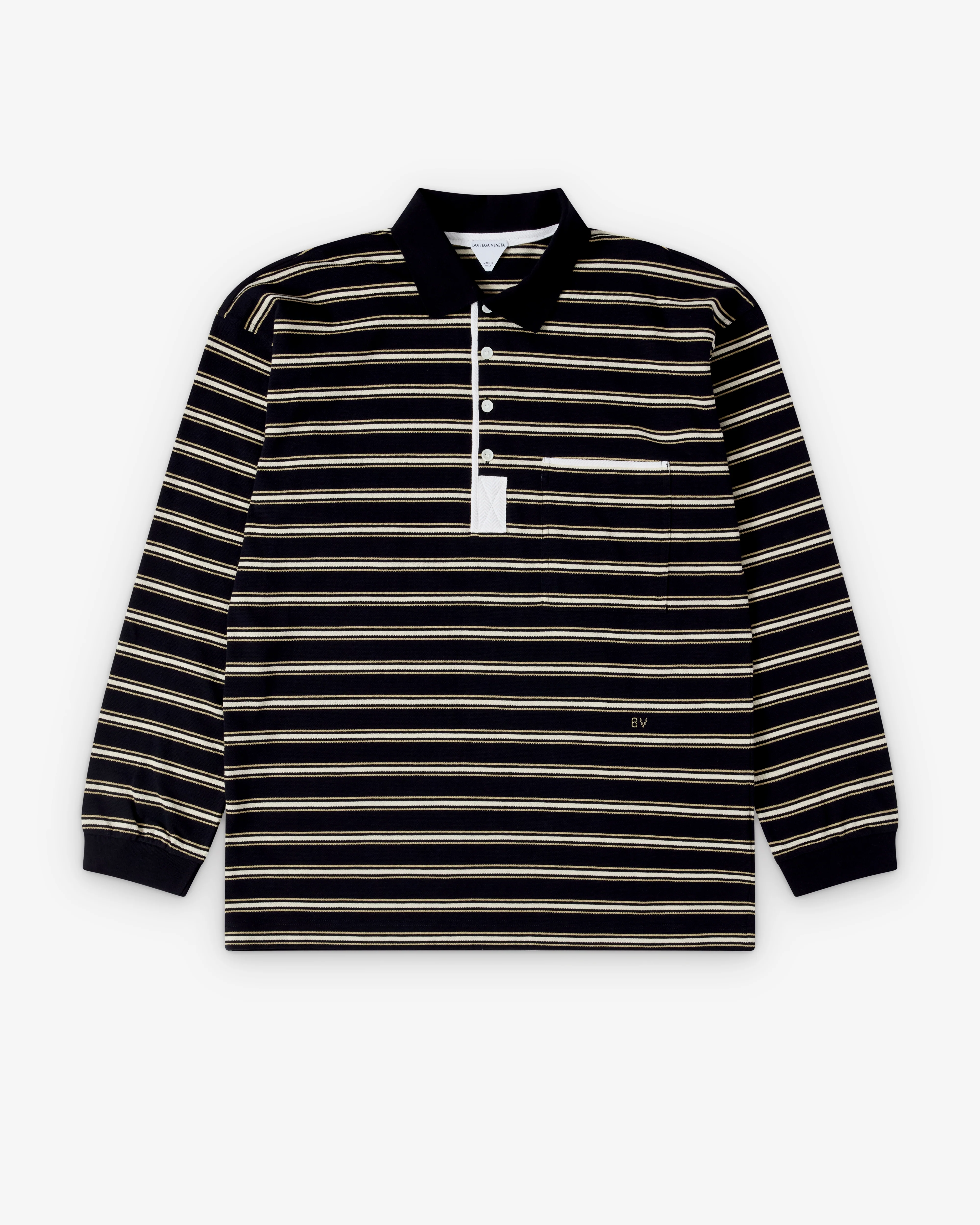 Bottega Veneta  - Men's Cotton Piquet Polo - (Night/Beige/Chalk)