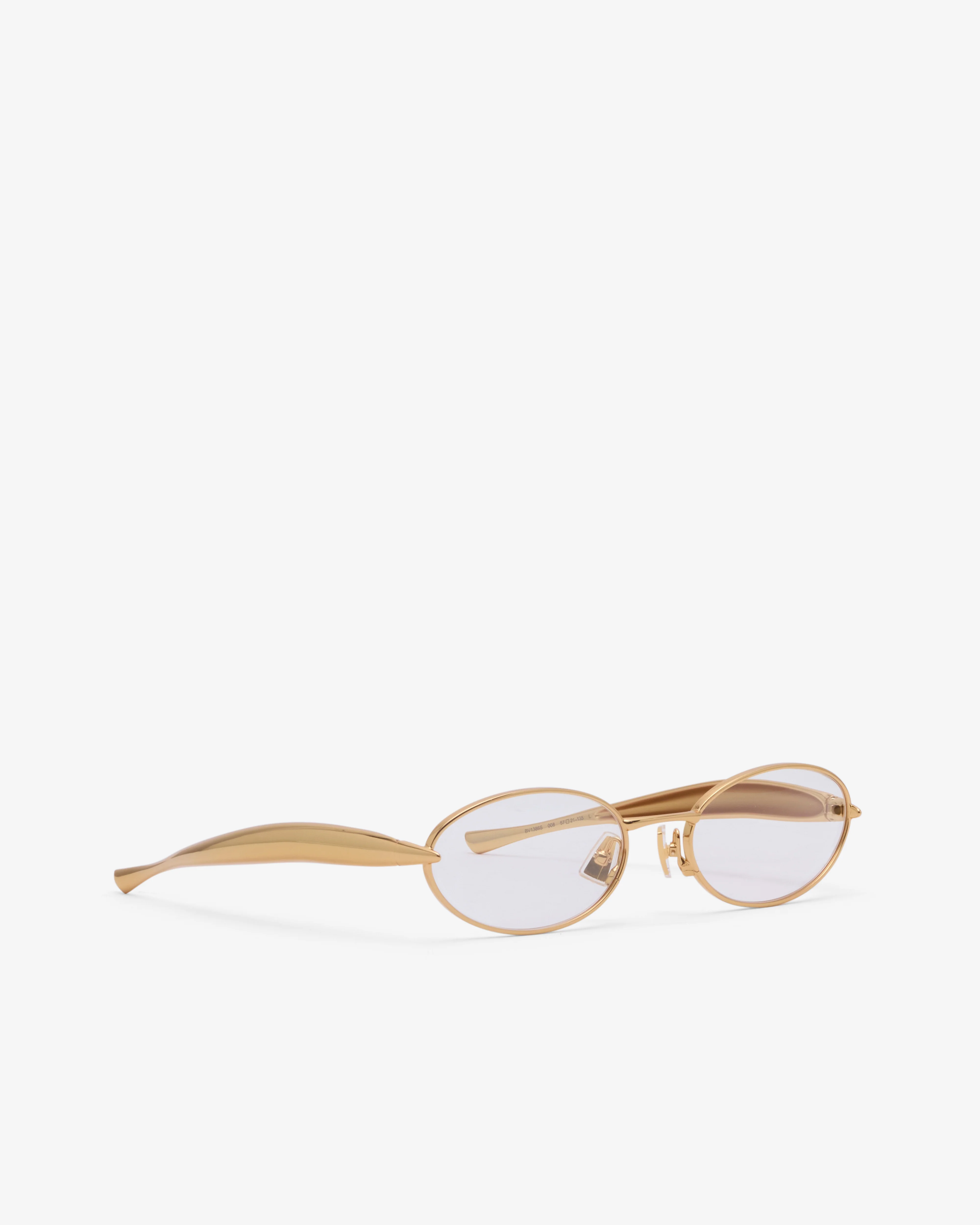 Bottega Veneta - Sardine Oval Sunglasses - (Gold/Clear) - Image 2