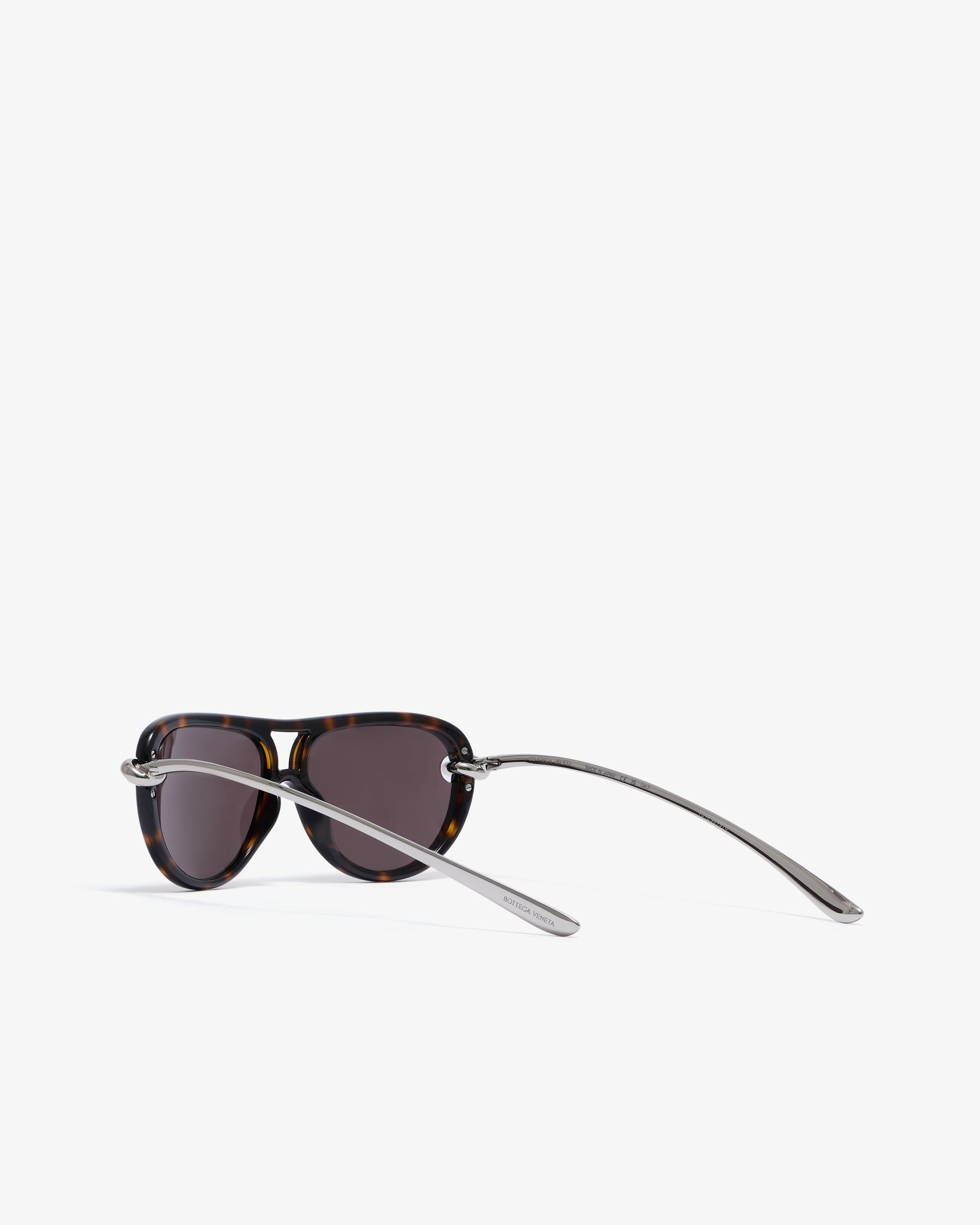 Bottega Veneta - Knot Aviator Sunglasses - (Havana/Silver/Grey) - Image 3