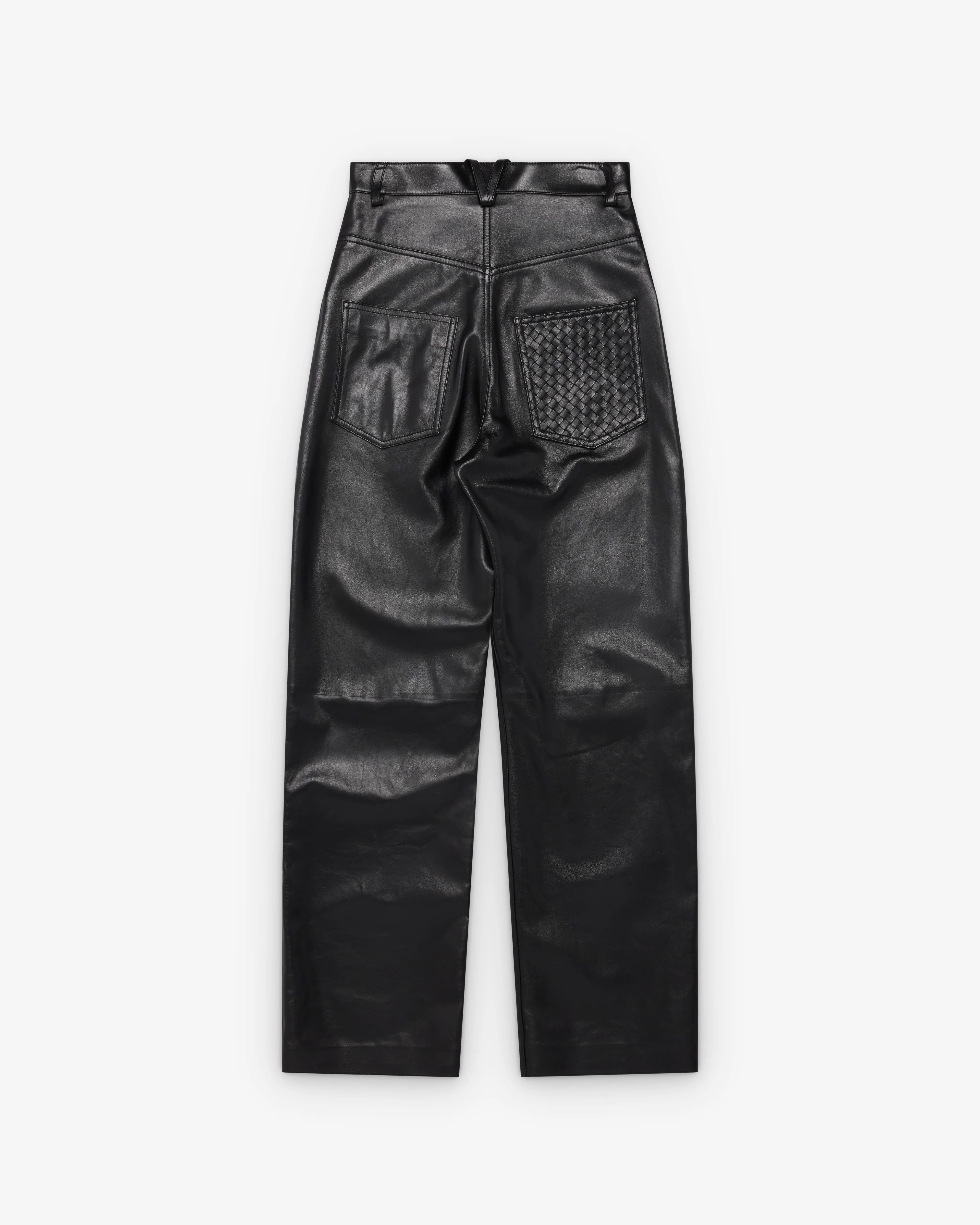 Bottega Veneta - Women's Semi Shiny Leather Trousers - (Black) - Image 2