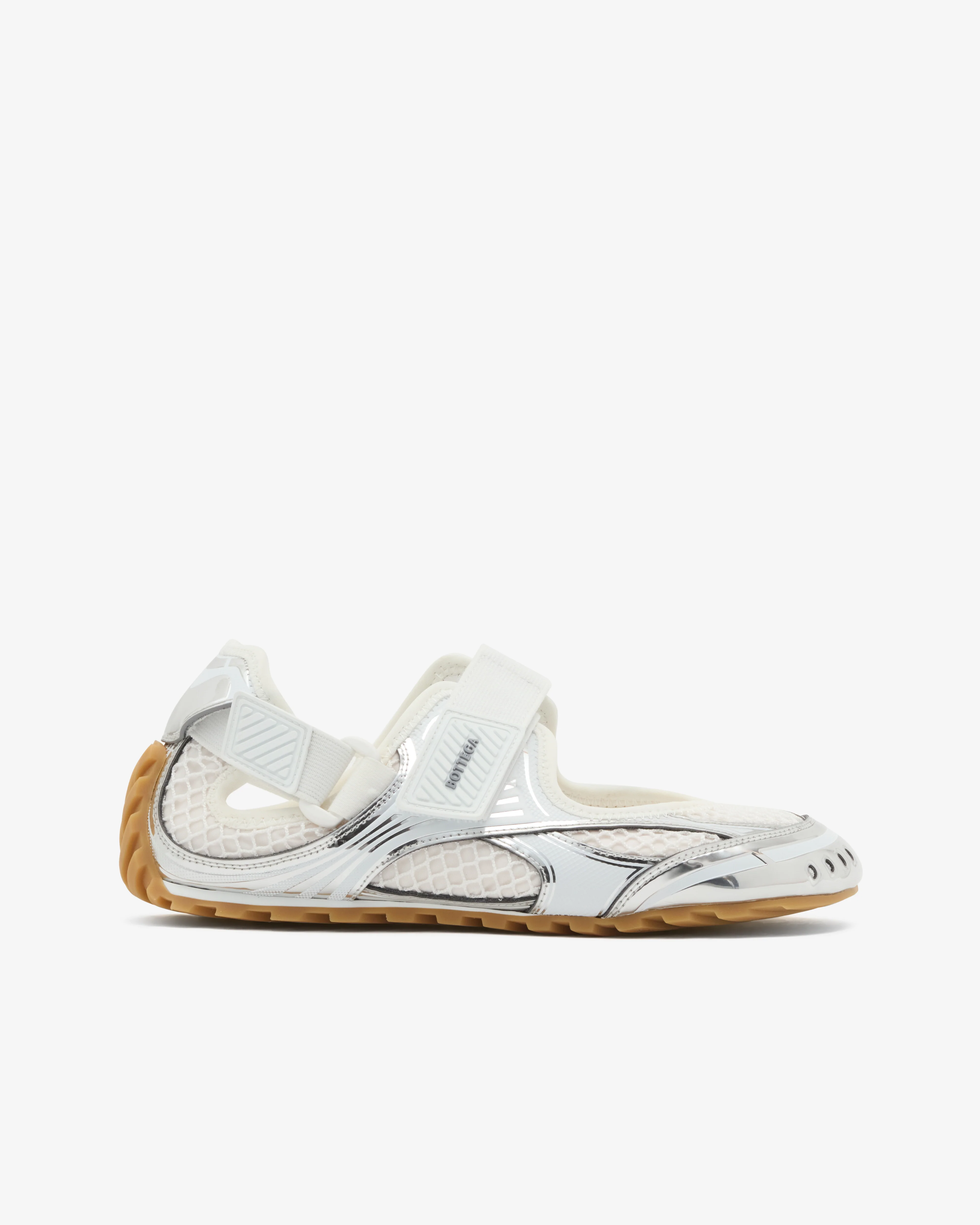 Bottega Veneta - Women's Orbit Flash Mary-Jane Sneaker - (Silver/White/Optic White)