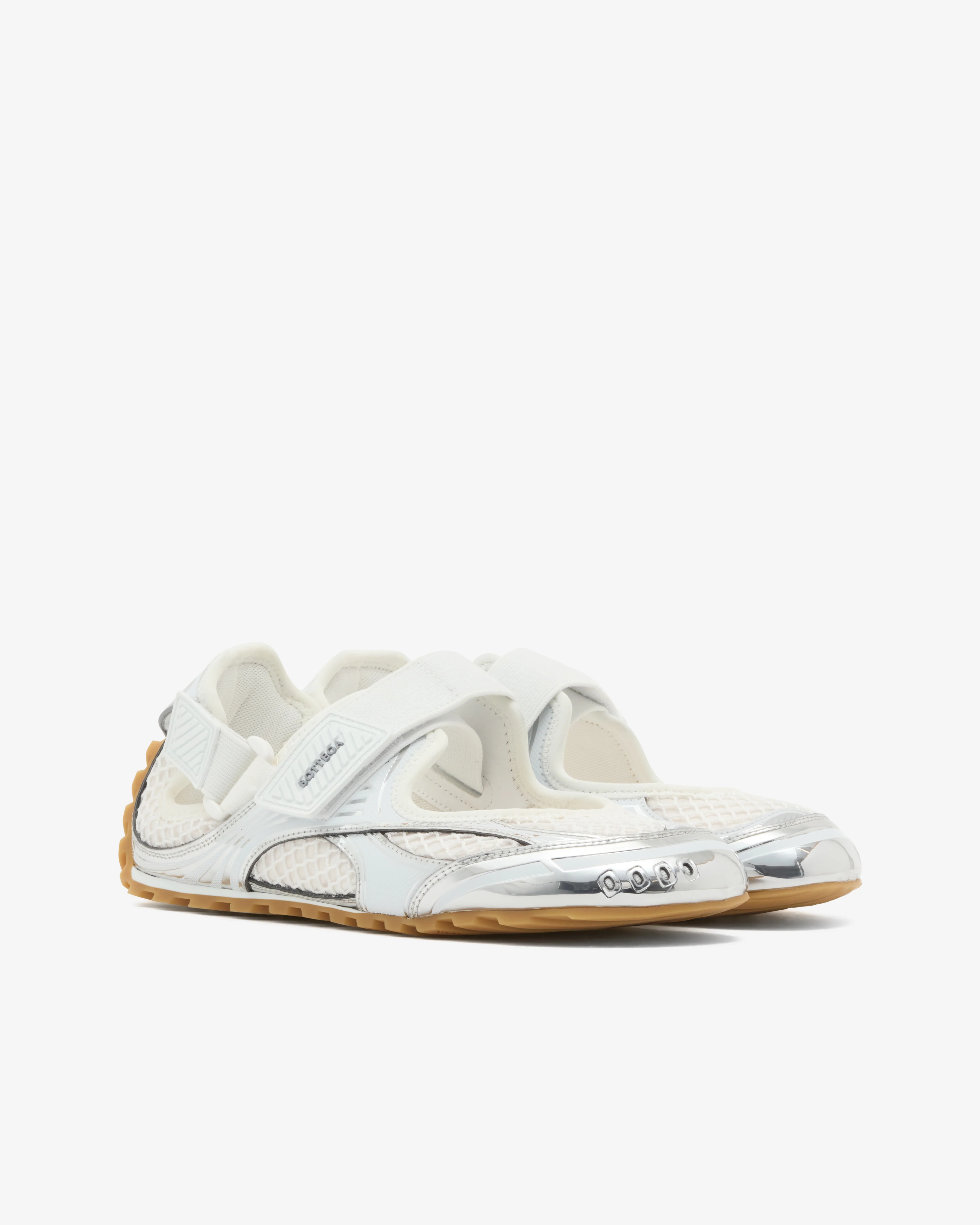 Bottega Veneta - Women's Orbit Flash Mary-Jane Sneaker - (Silver/White/Optic White) - Image 3