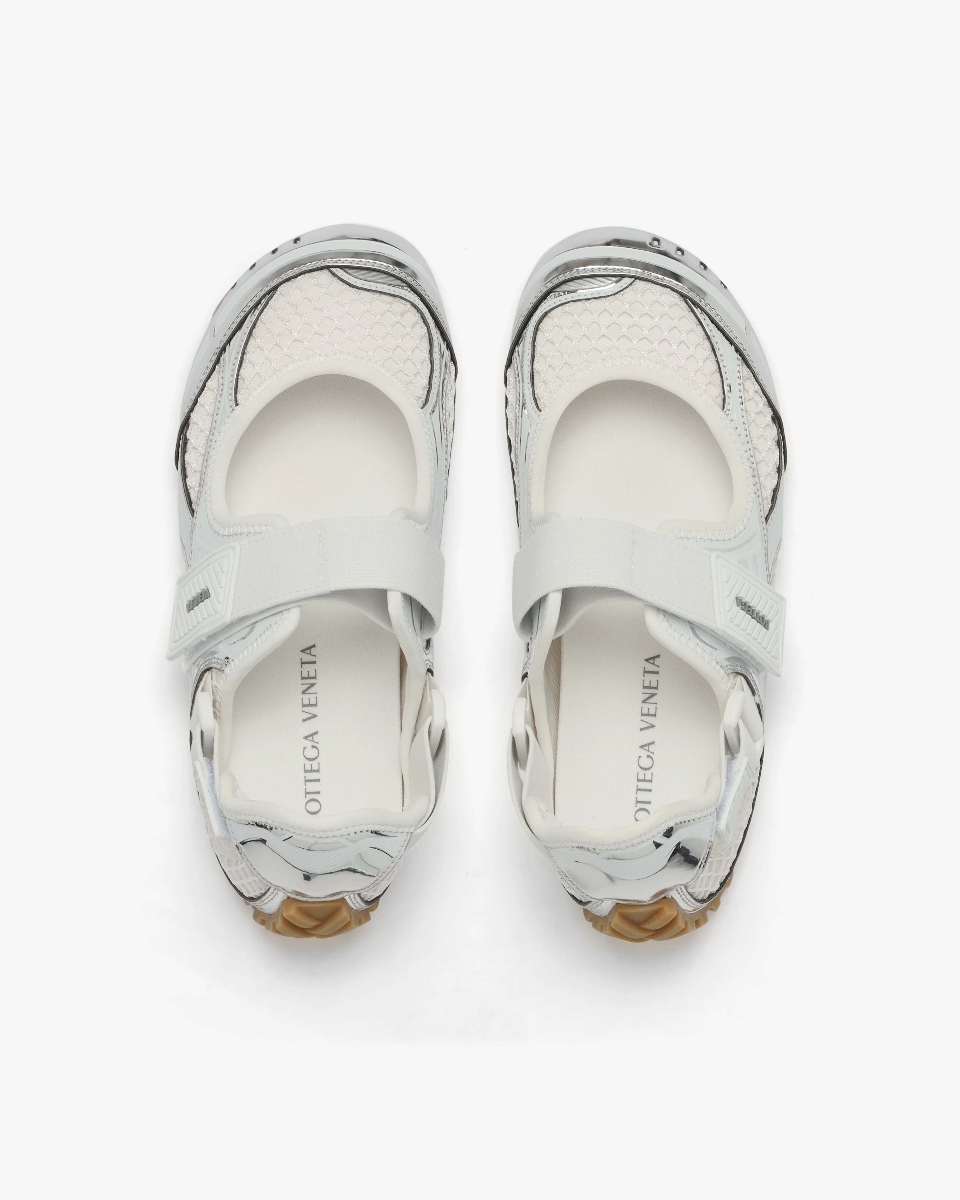 Bottega Veneta - Women's Orbit Flash Mary-Jane Sneaker - (Silver/White/Optic White) - Image 5