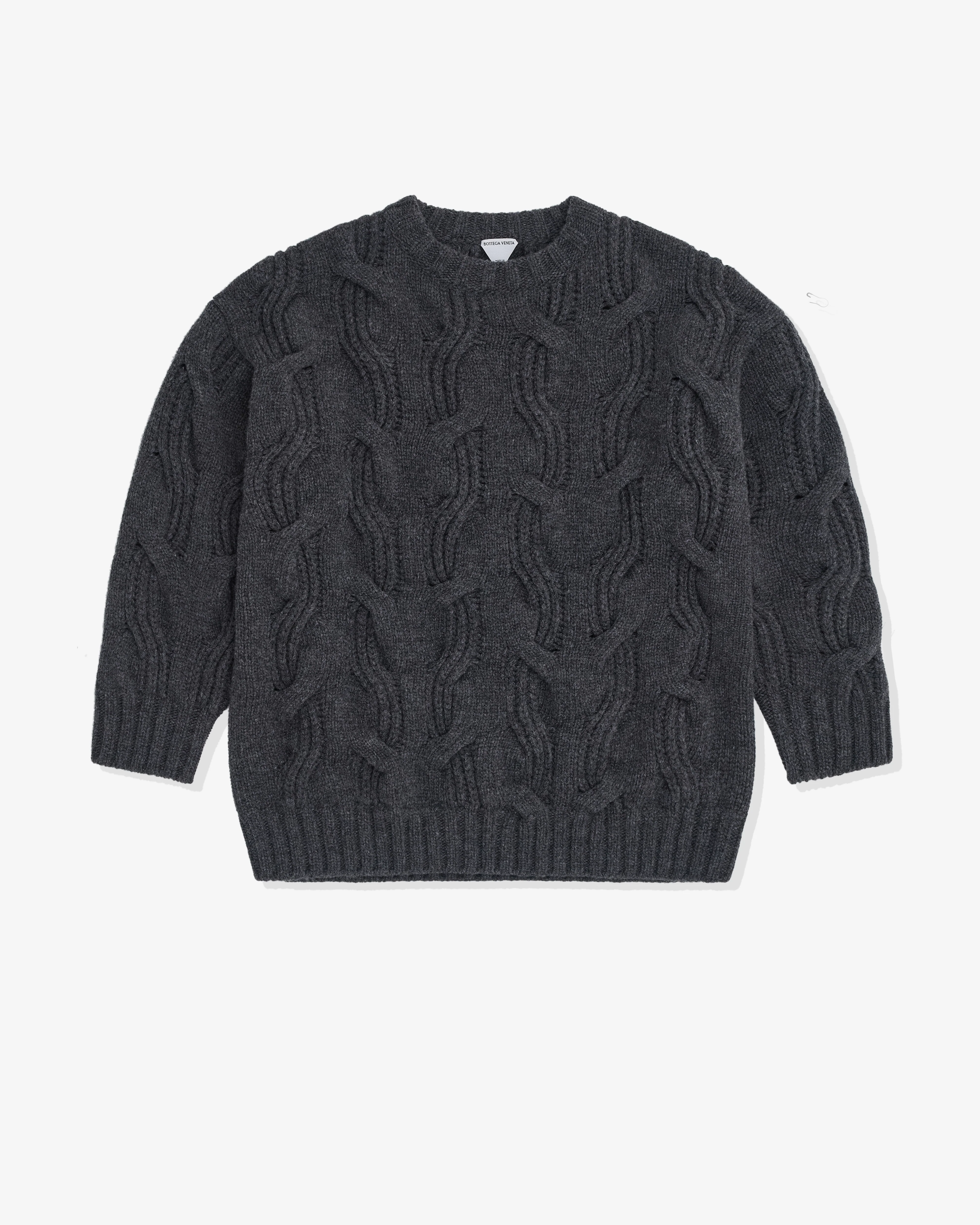 Bottega Veneta - Women’s Wool Twisted Cable Sweater - (Charcoal)