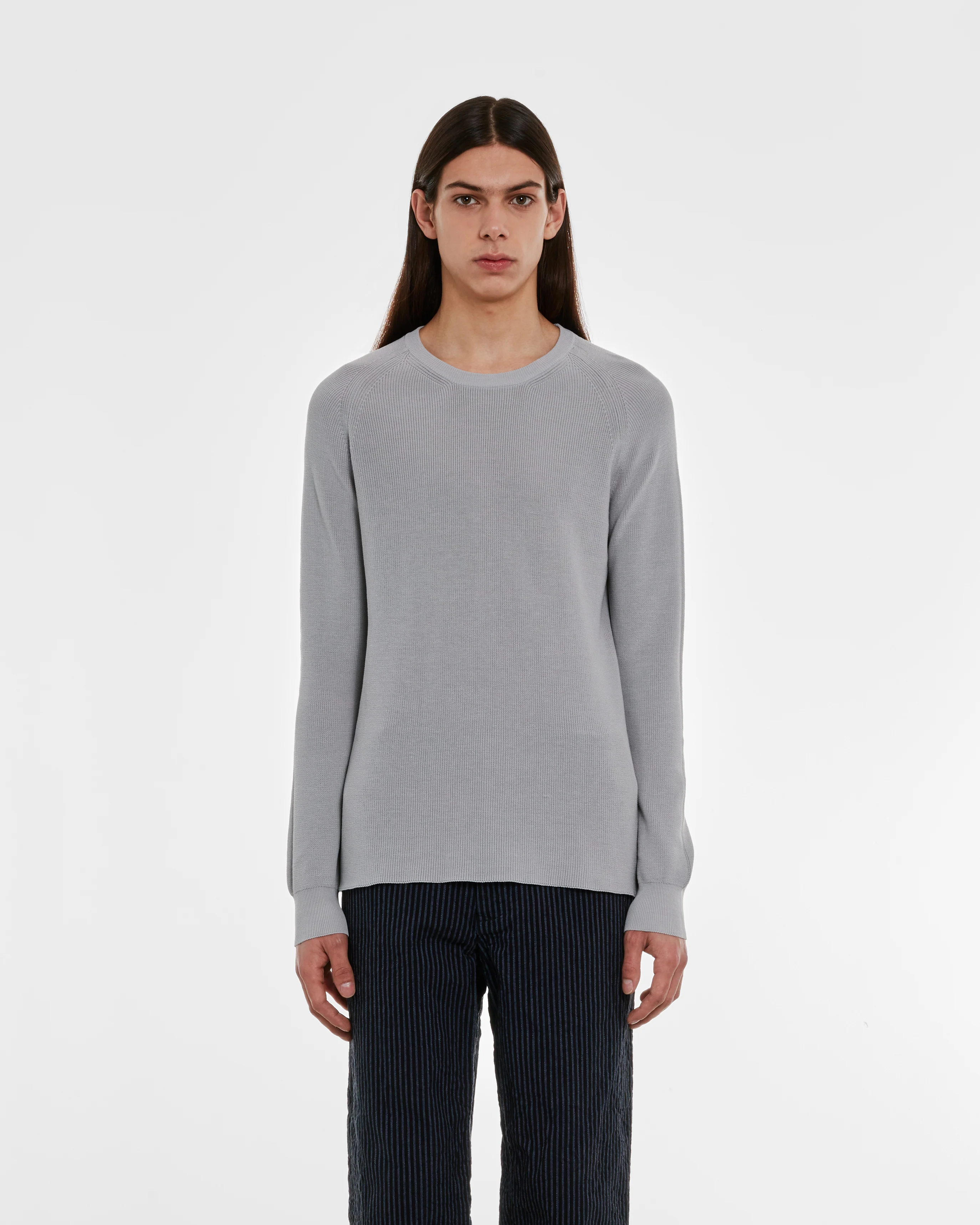 Casey Casey - Men’s Rib Stitch Sweater - (Light Grey) - Image 3