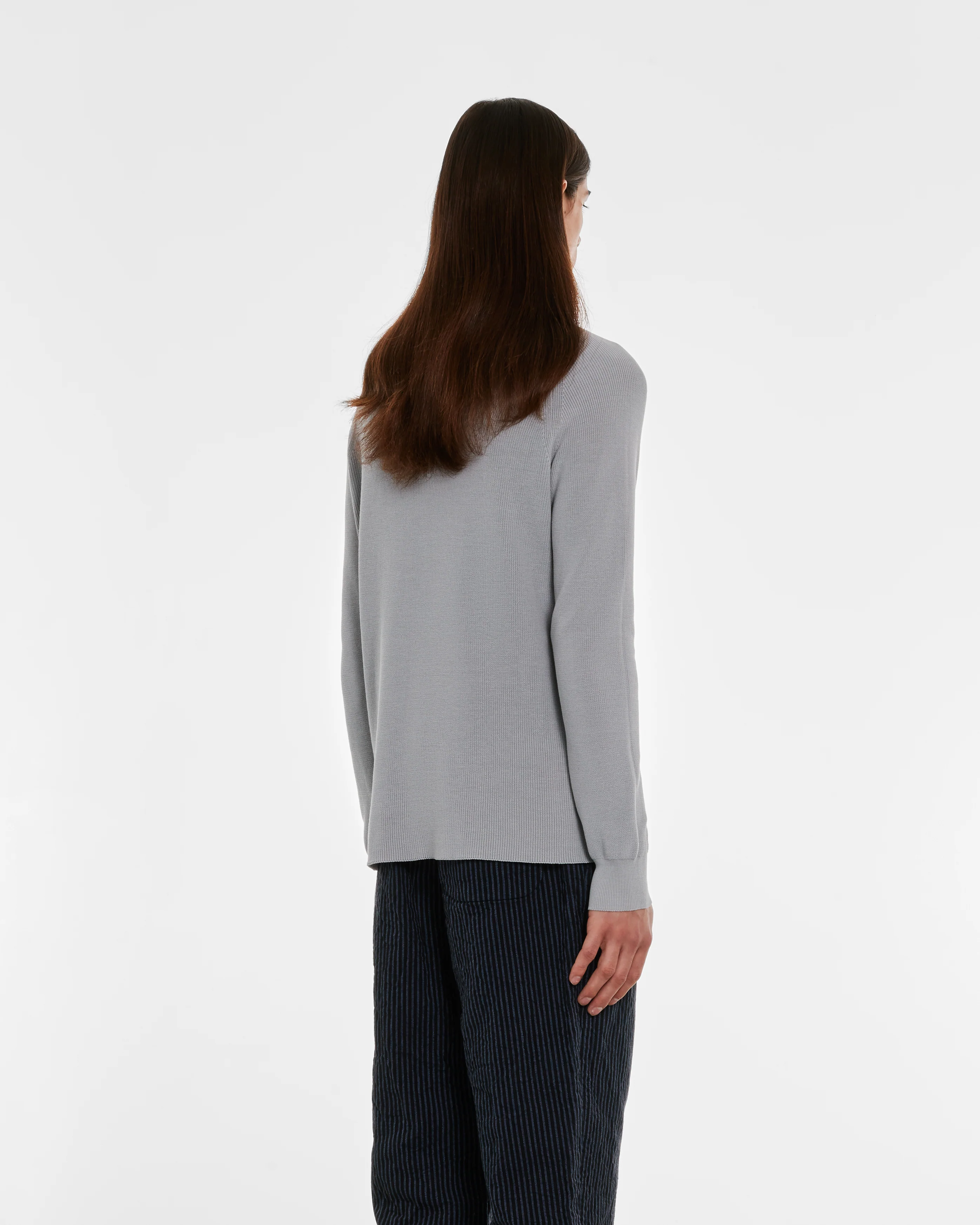 Casey Casey - Men’s Rib Stitch Sweater - (Light Grey) - Image 5
