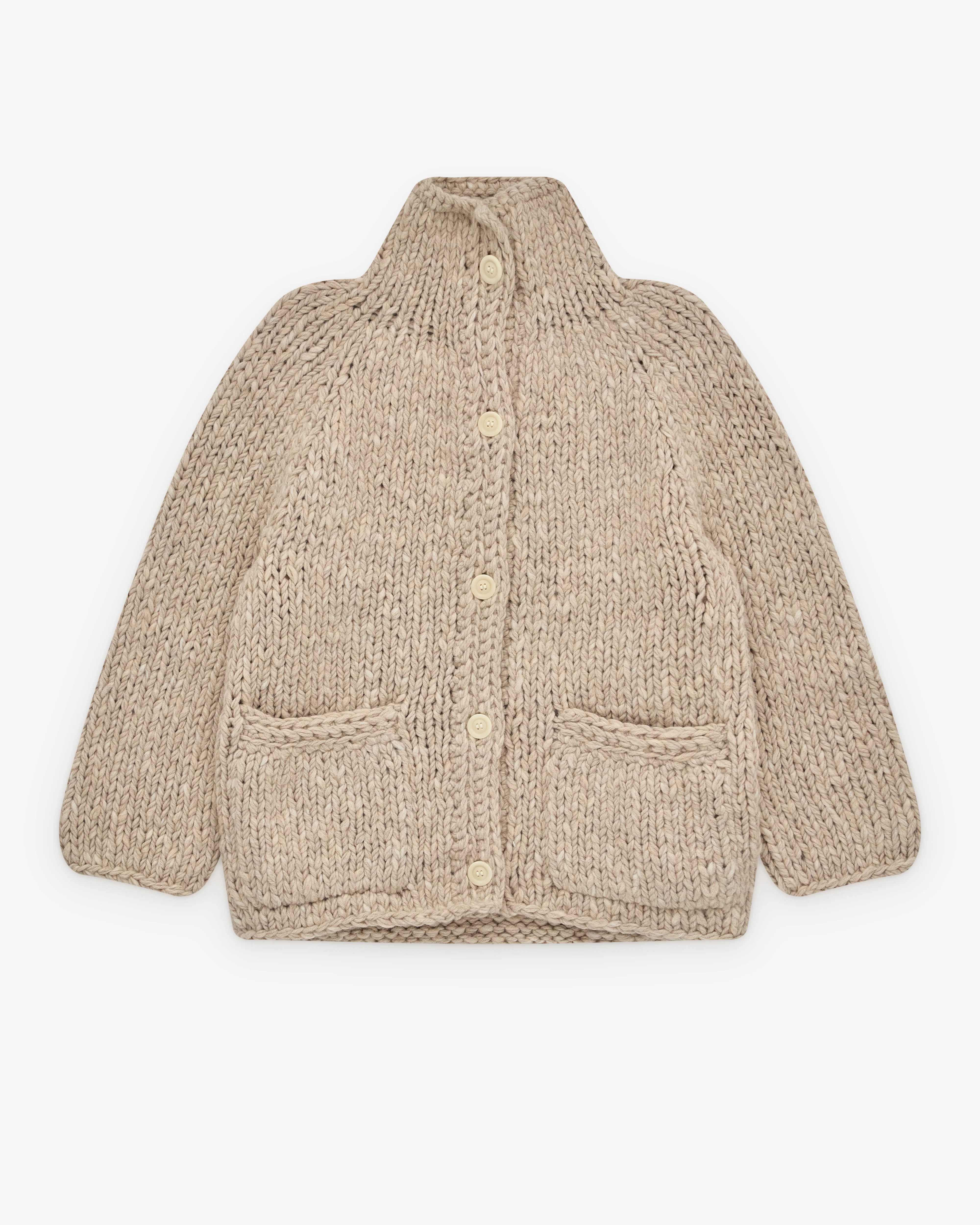 Casey Casey - Women’s Chunky Knit Cardigan - (Ecru)