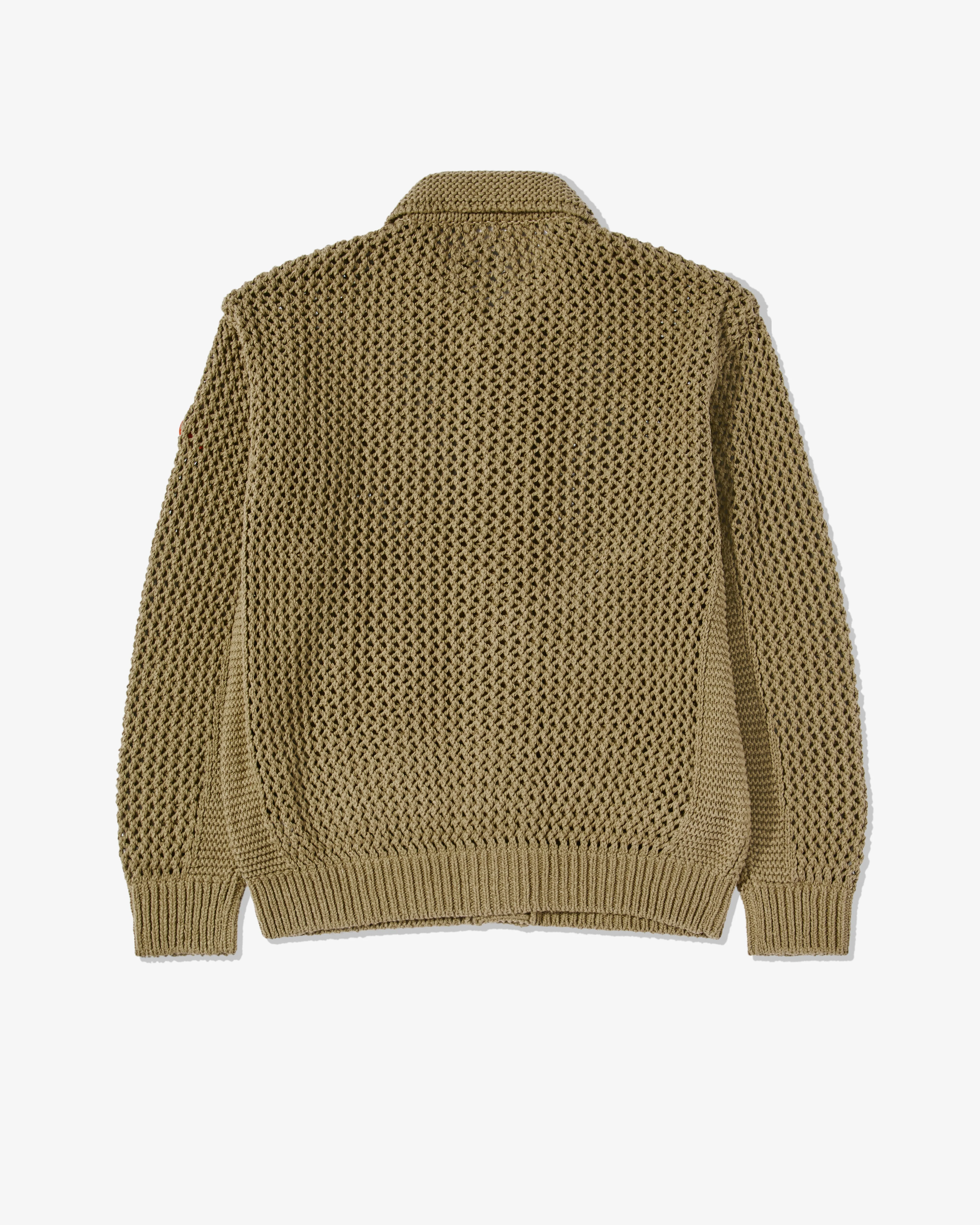 Cav Empt - Men’s Collared Mesh Knit Cardigan - (Brown) - Image 2