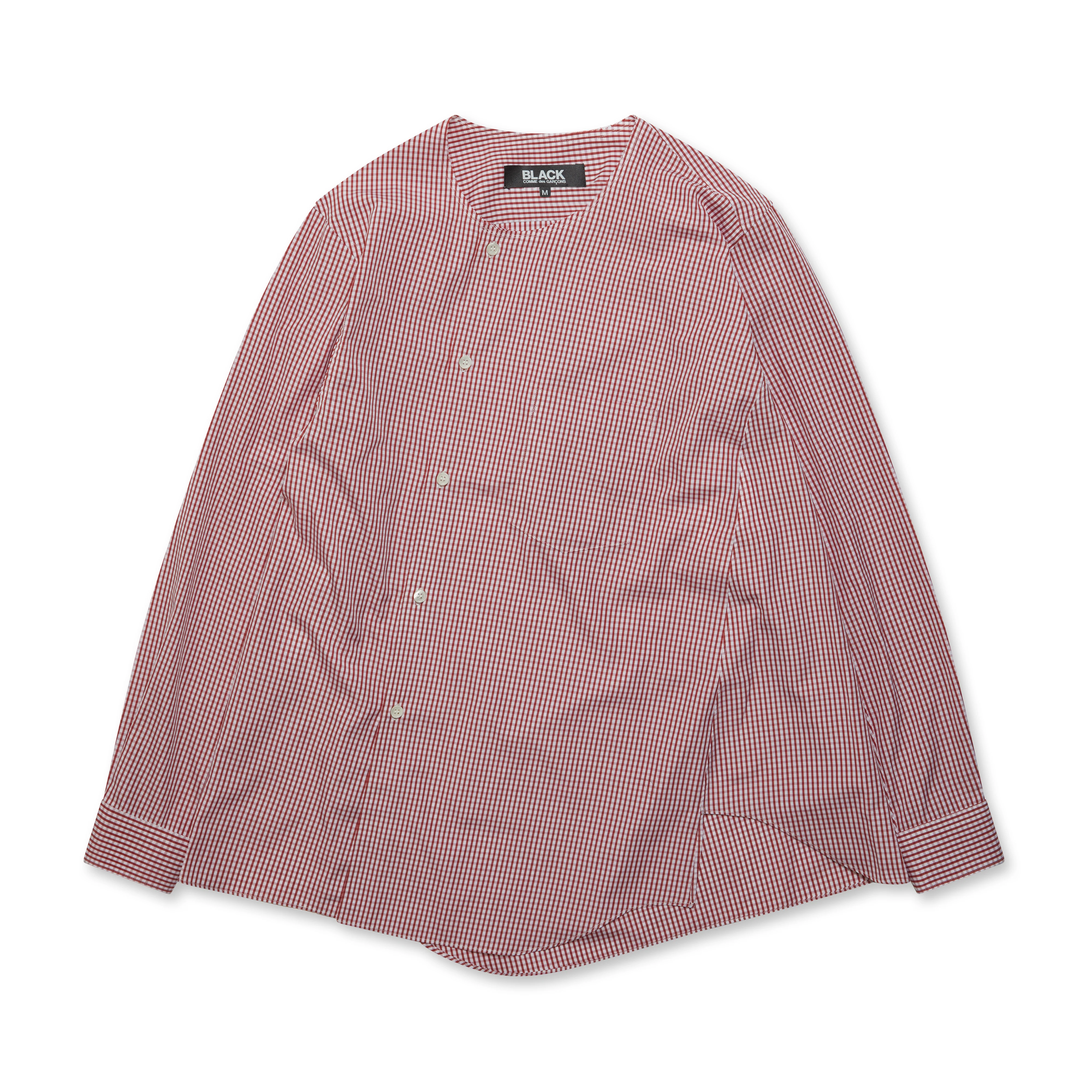 BLACK Comme des Garçons - Twisted Placket Collarless Shirt - (Red/White)