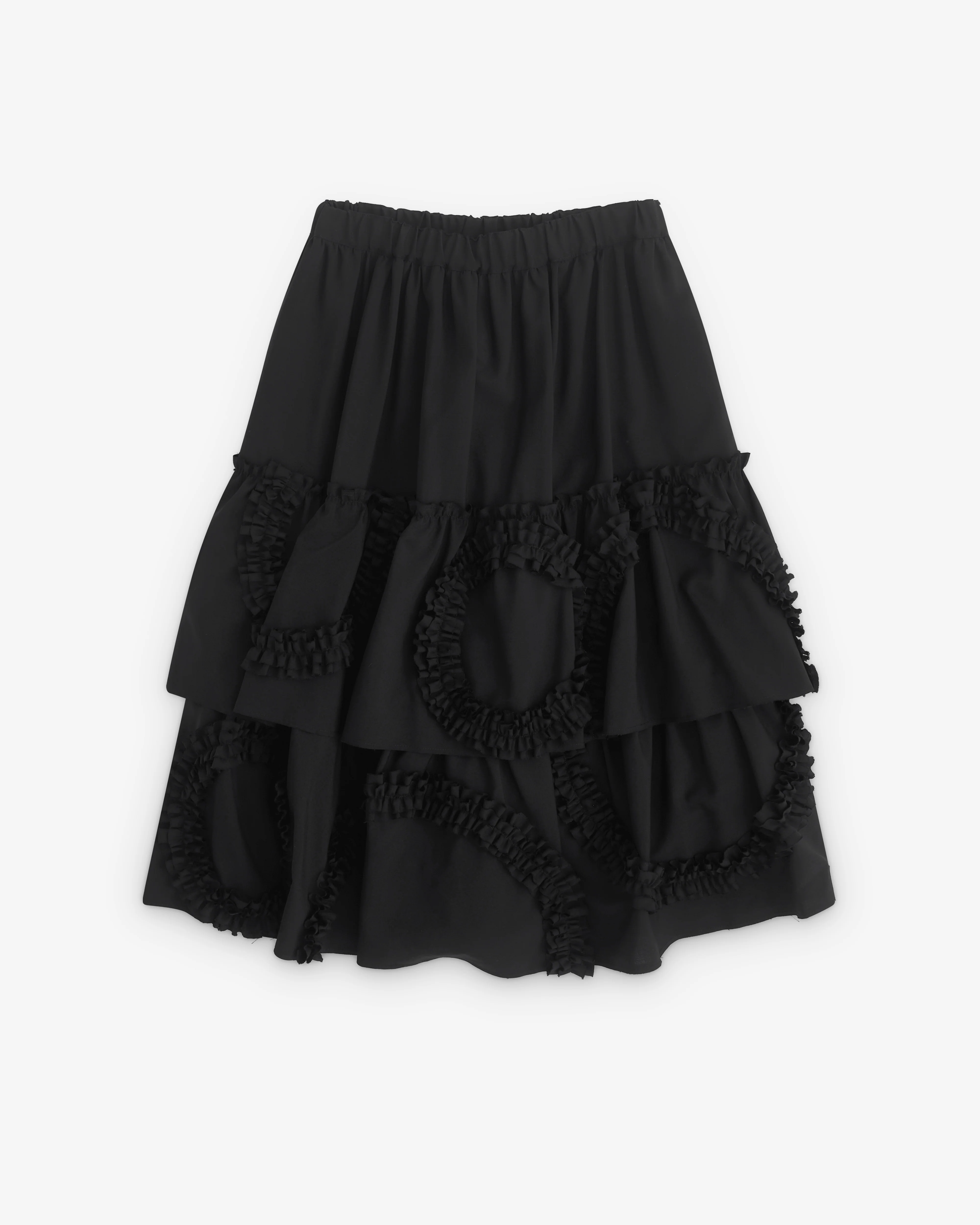 Black Comme des Garçons - Tiered Ruffle Applique Skirt - (Black)