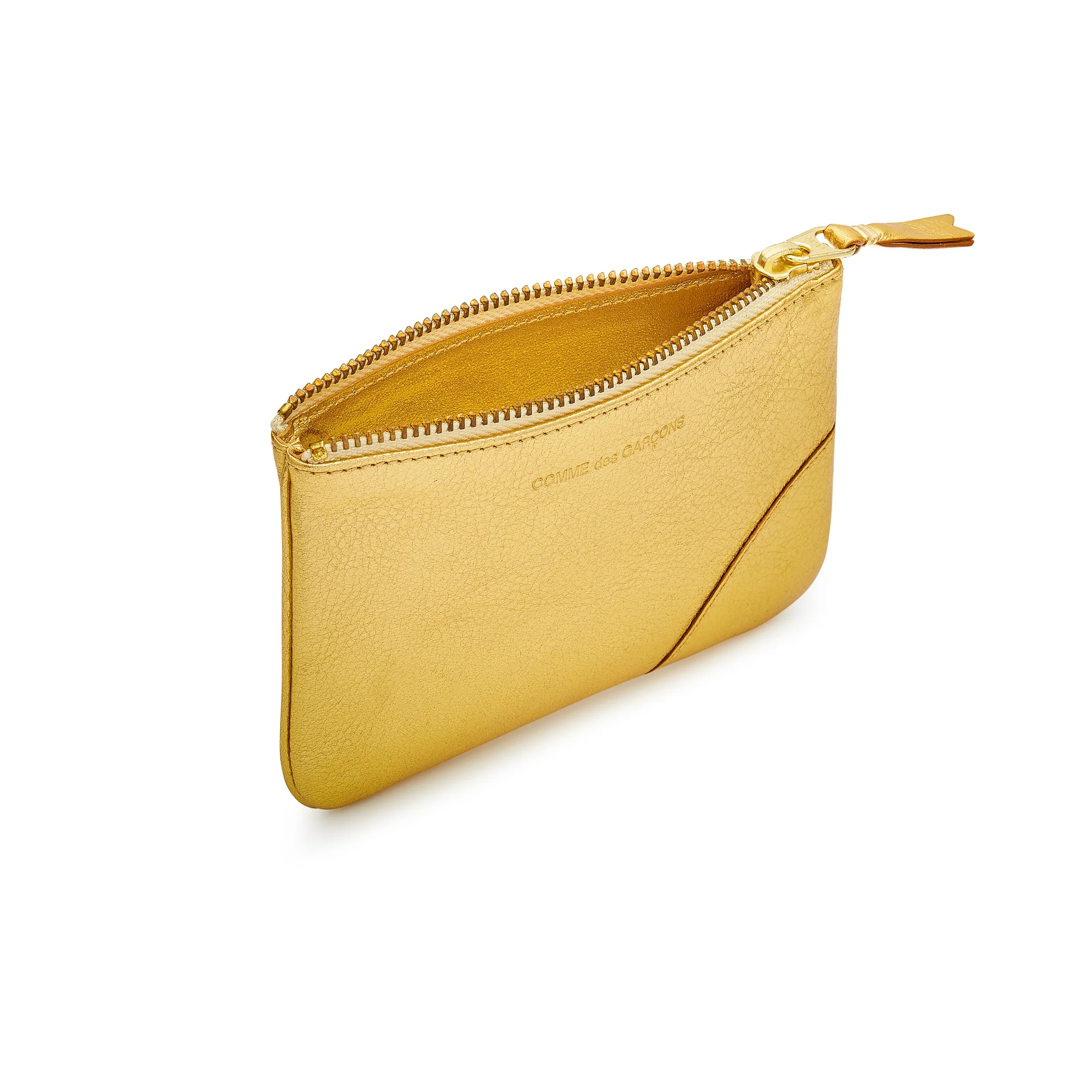 CDG Wallet - Leather Zip Pouch - (Gold SA8100G) - Image 2
