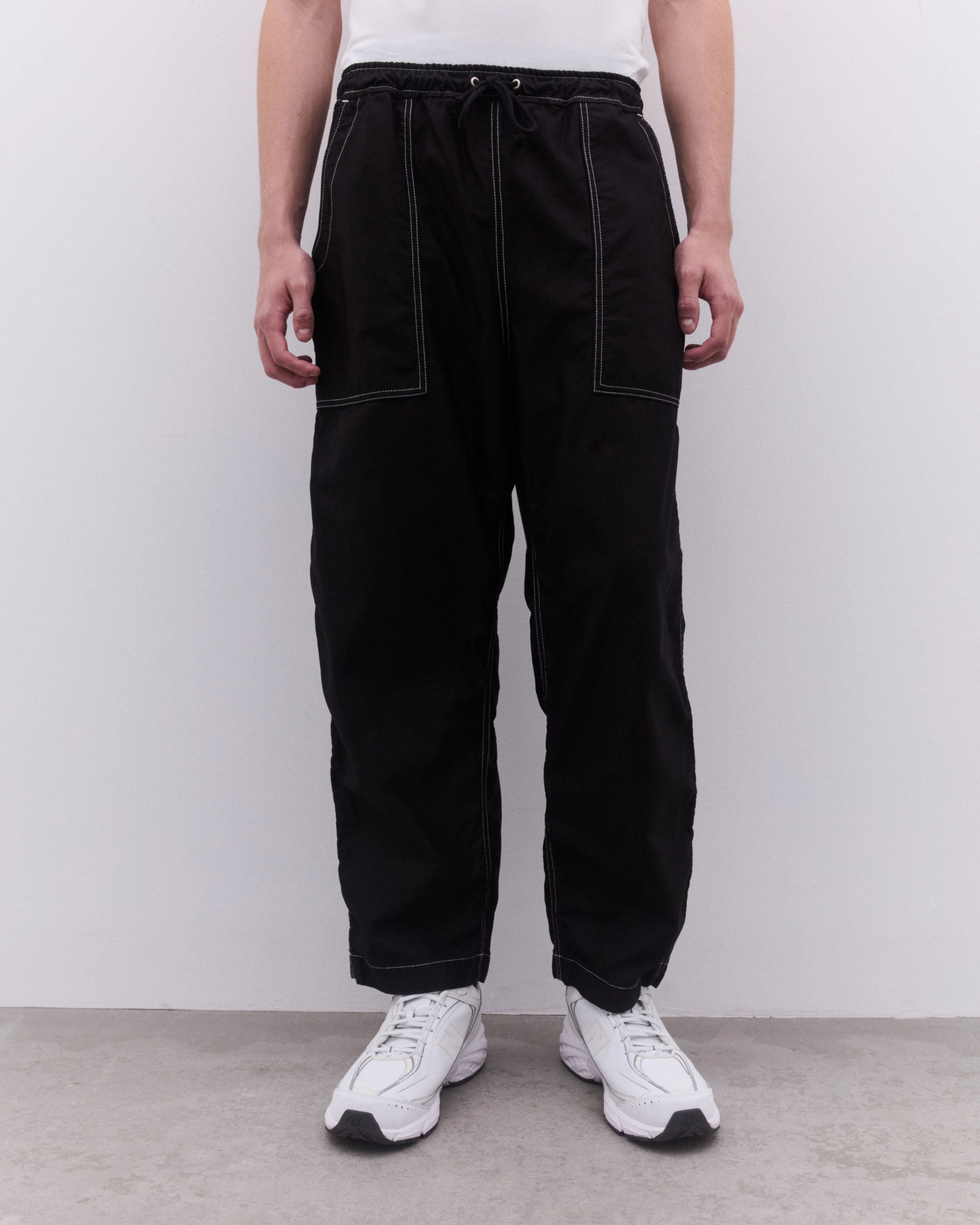 CDG Homme - Men’s Top Stitch Drawcord Trousers - (Black) - Image 3