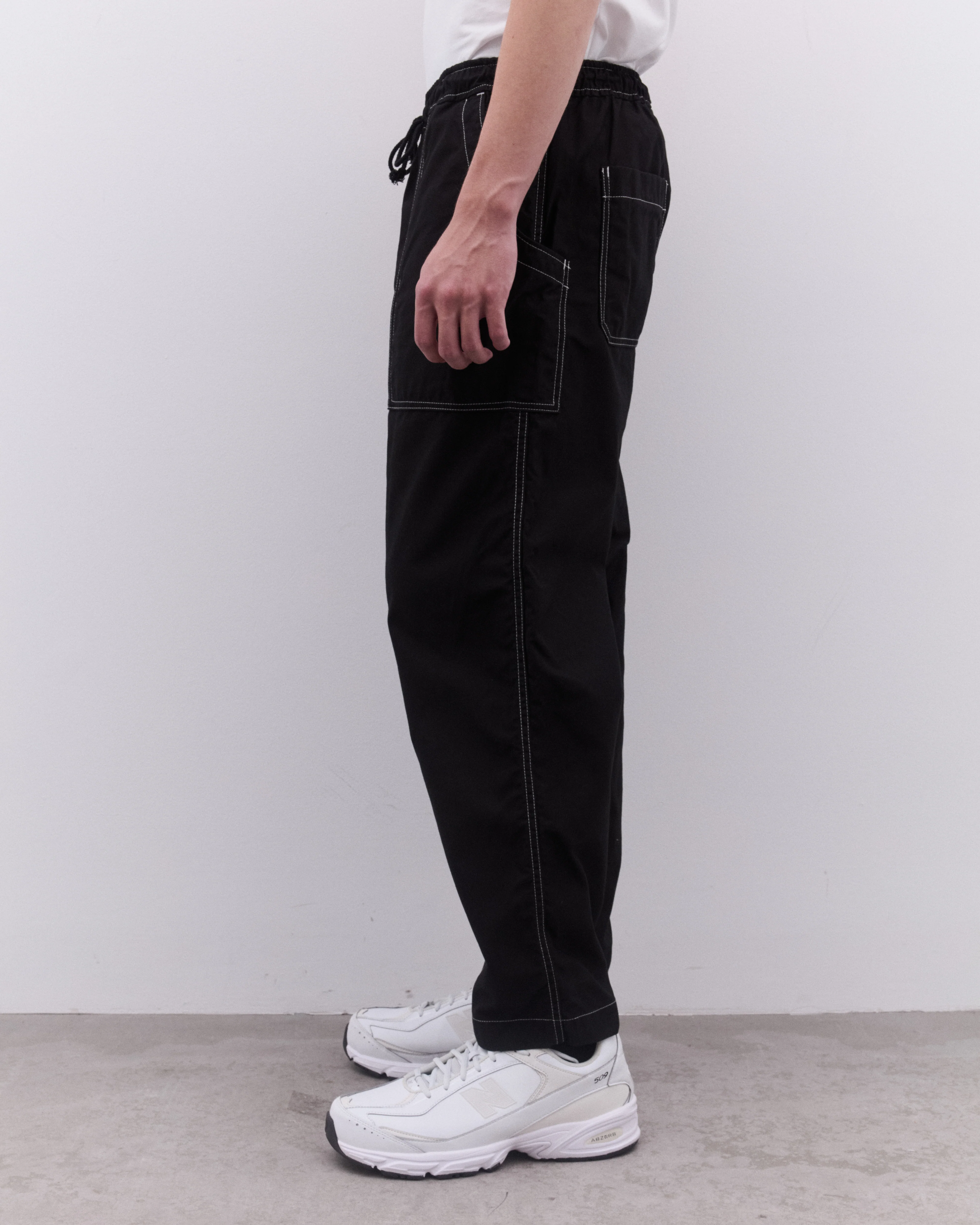 CDG Homme - Men’s Top Stitch Drawcord Trousers - (Black) - Image 4