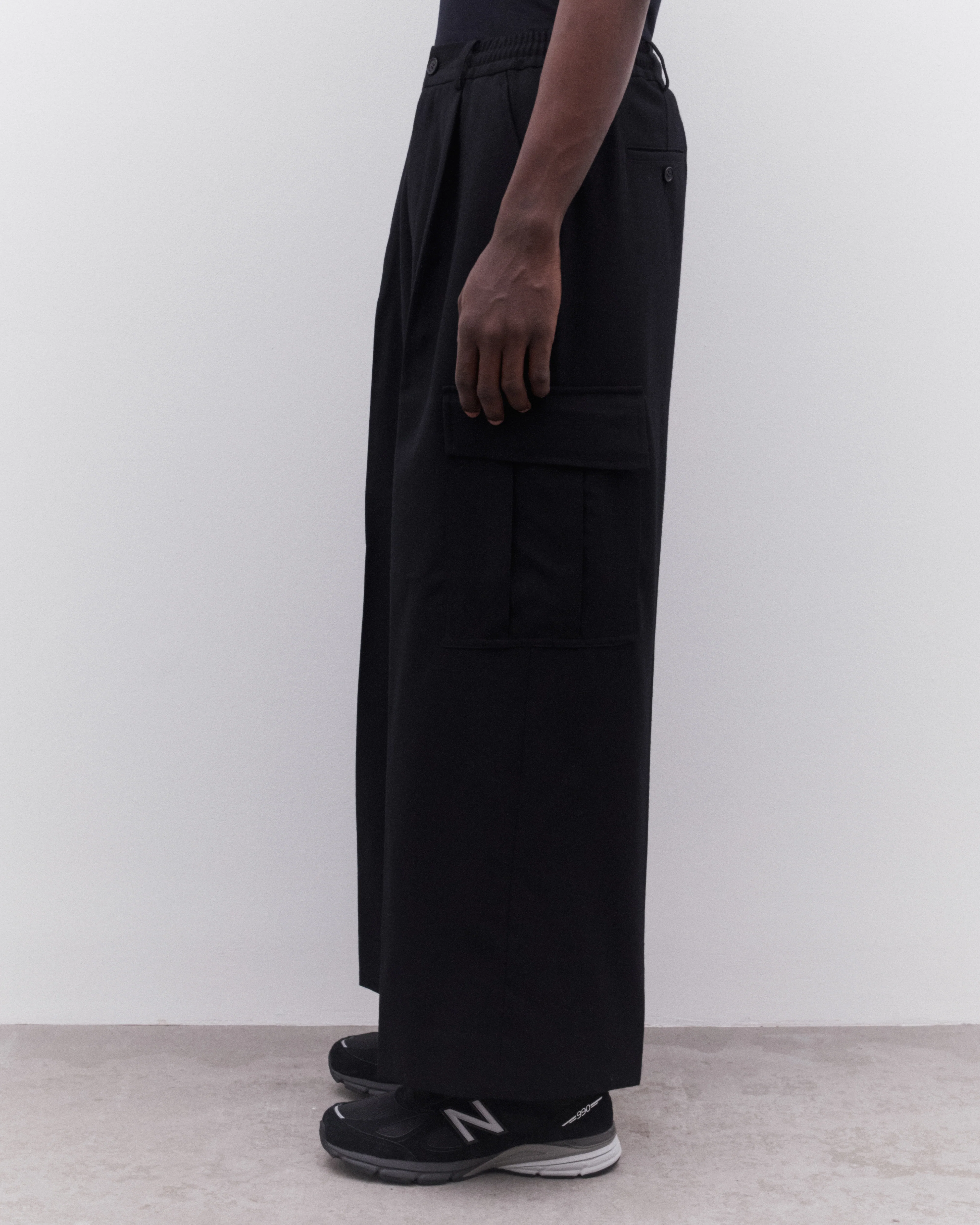 CDG Homme - Men’s Wide Pleated Trousers - (Black) - Image 4