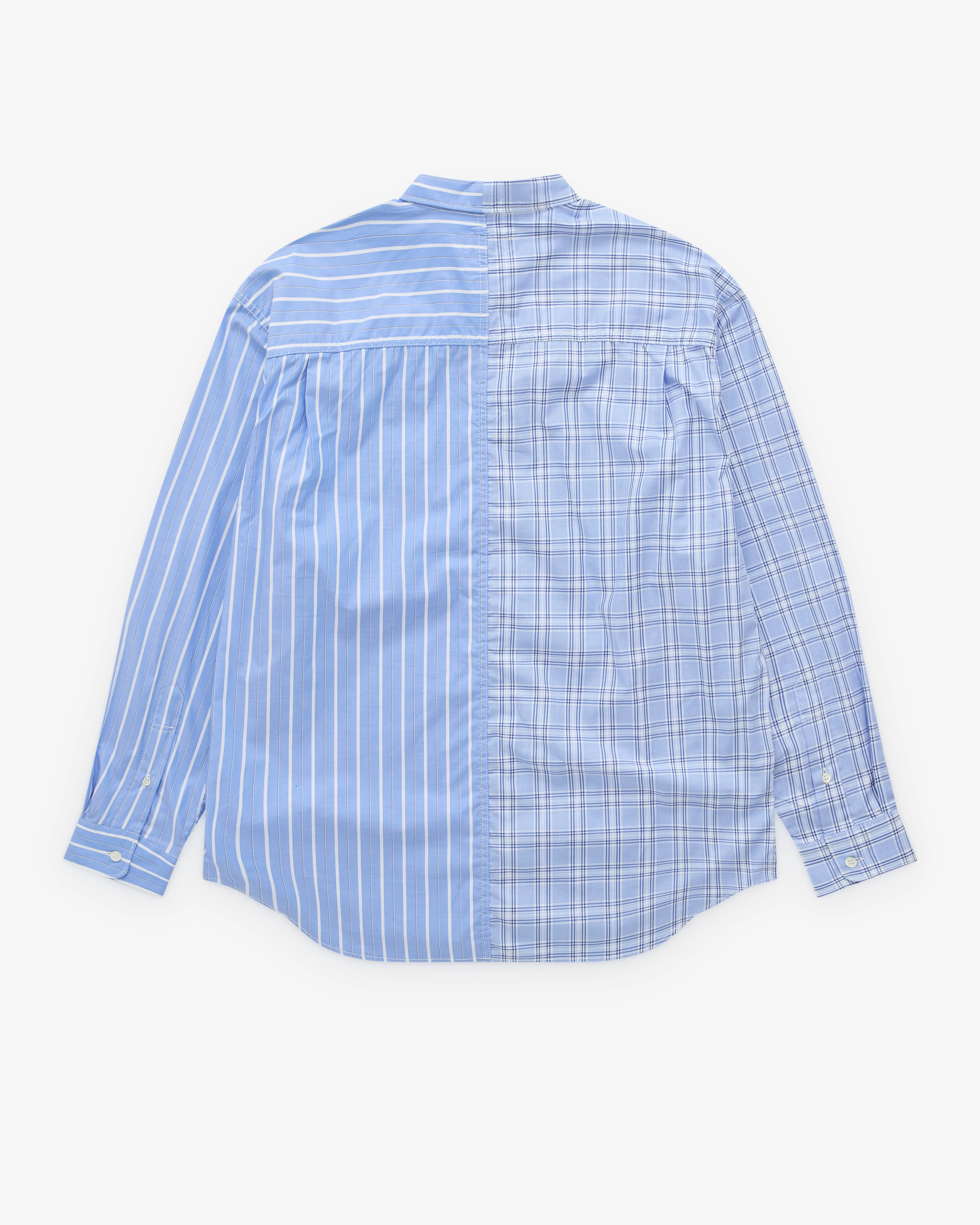 CDG Homme - Men’s Stripe And Check Shirt - (Blue) - Image 2