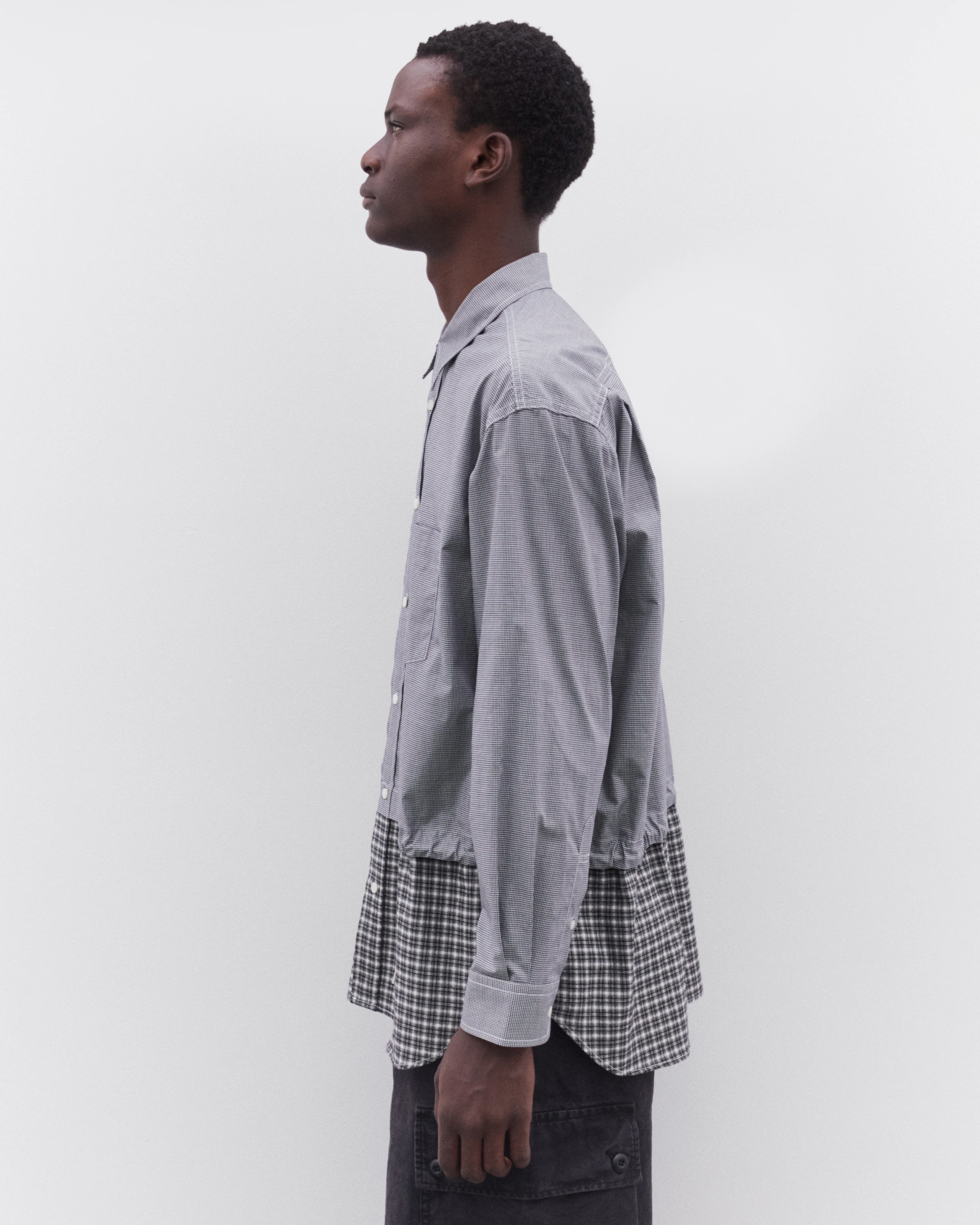 CDG Homme - Men’s Check Hem Shirt - (Grey) - Image 4