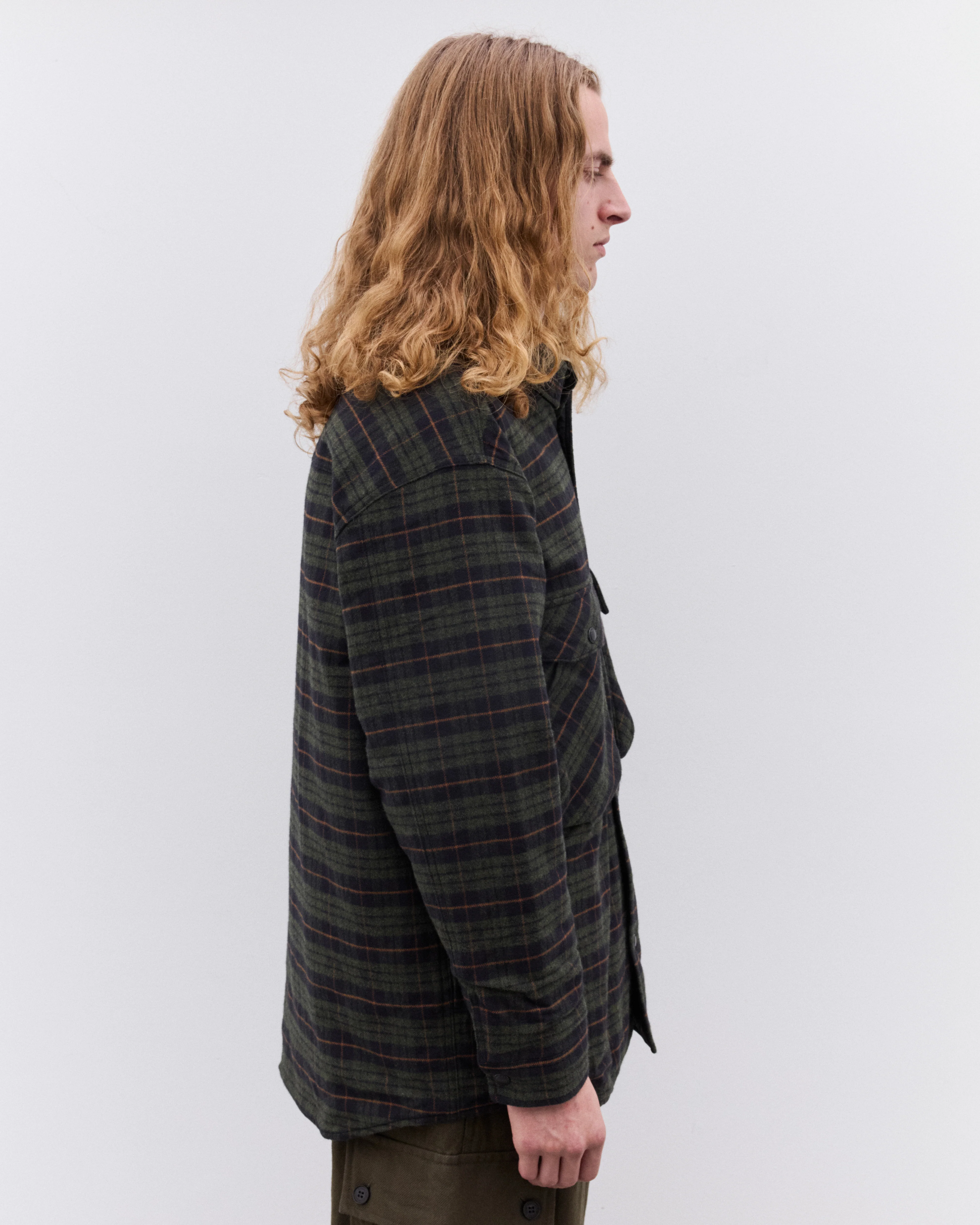 CDG Homme - Men’s Quilted Check Shirt - (Green) - Image 3