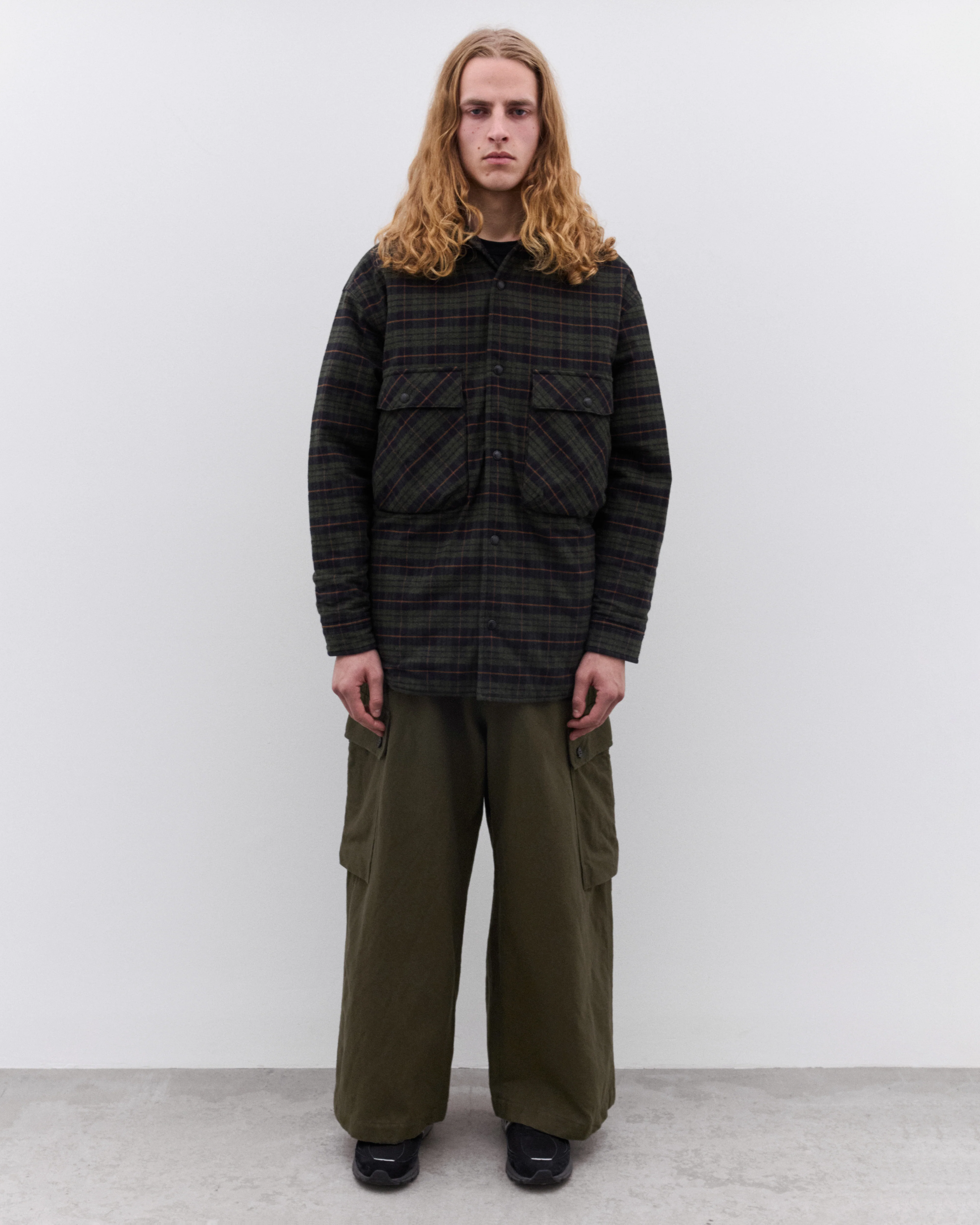 CDG Homme - Men’s Quilted Check Shirt - (Green) - Image 5