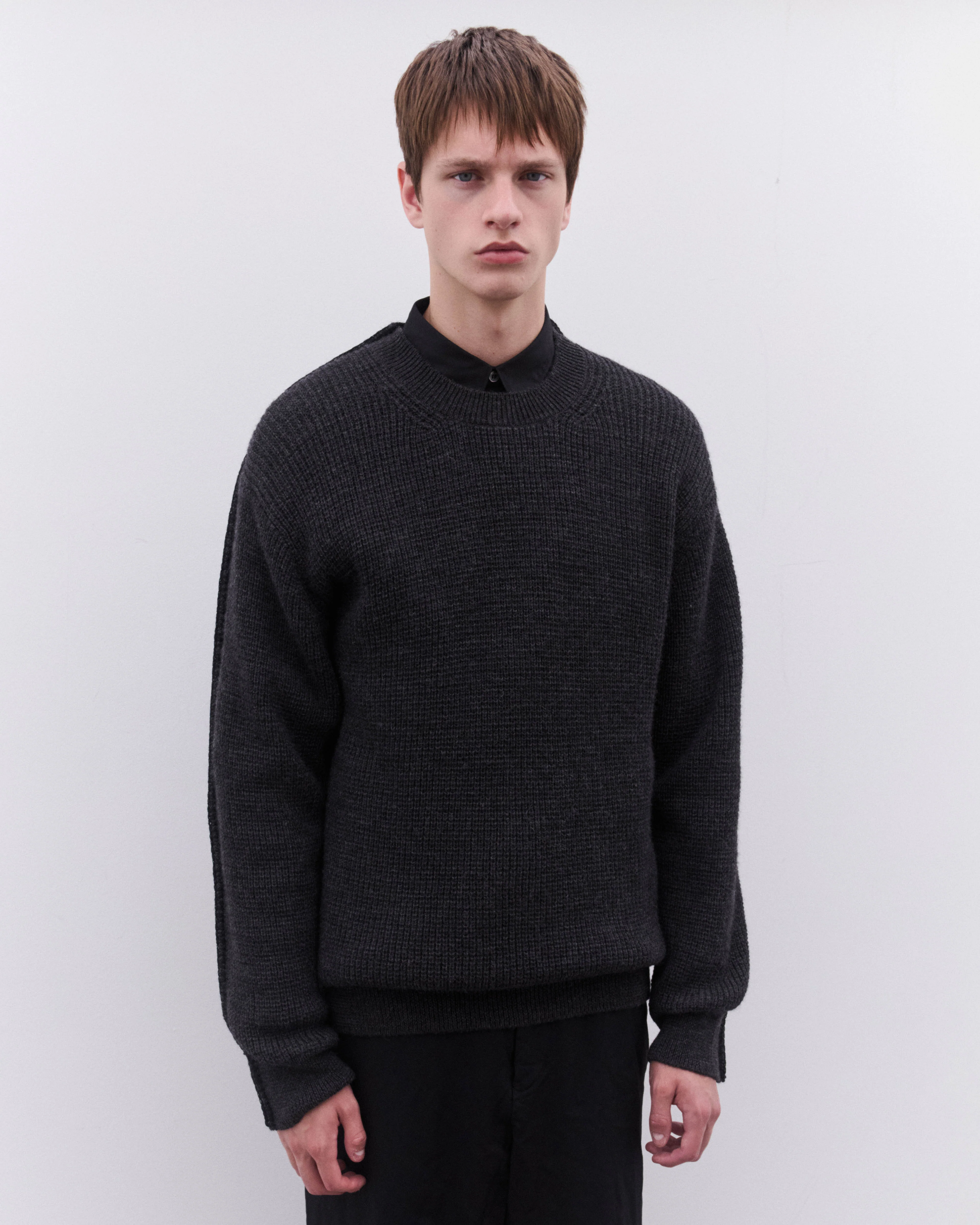 CDG Homme - Men’s Heavy Knit Sweatshirt - (Grey) - Image 3