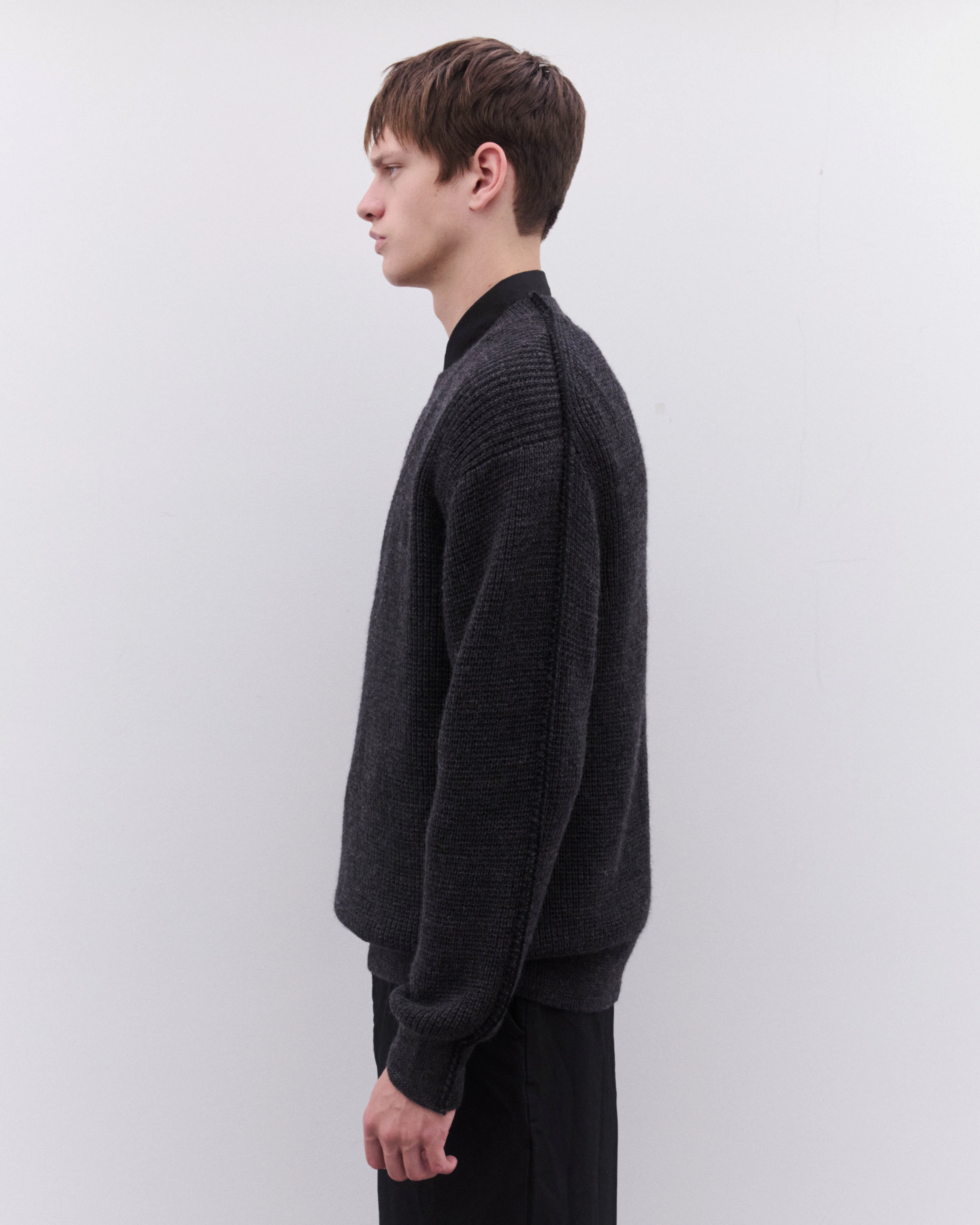 CDG Homme - Men’s Heavy Knit Sweatshirt - (Grey) - Image 4
