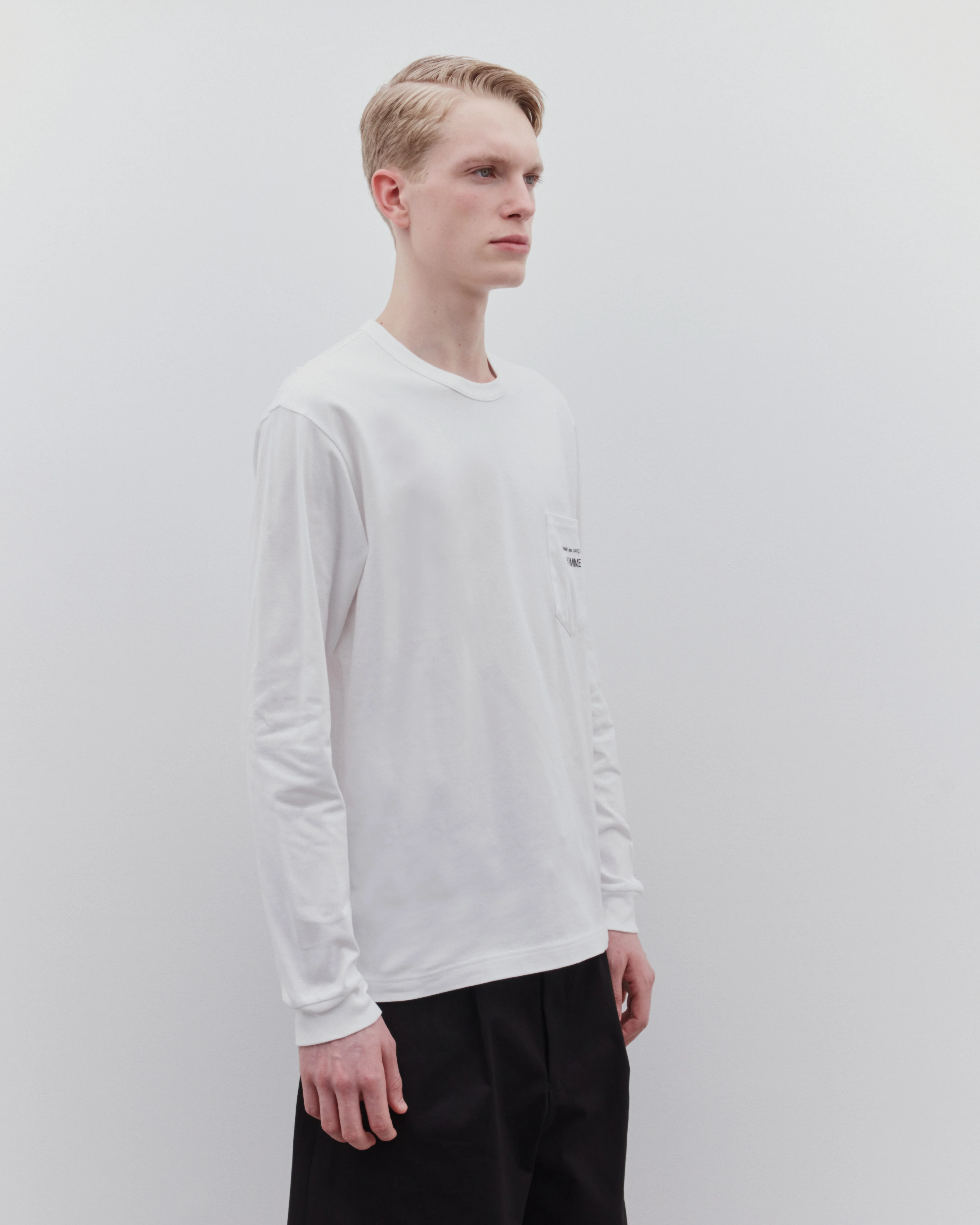 CDG Homme - Men’s Long Sleeve T-Shirt - (White) - Image 3