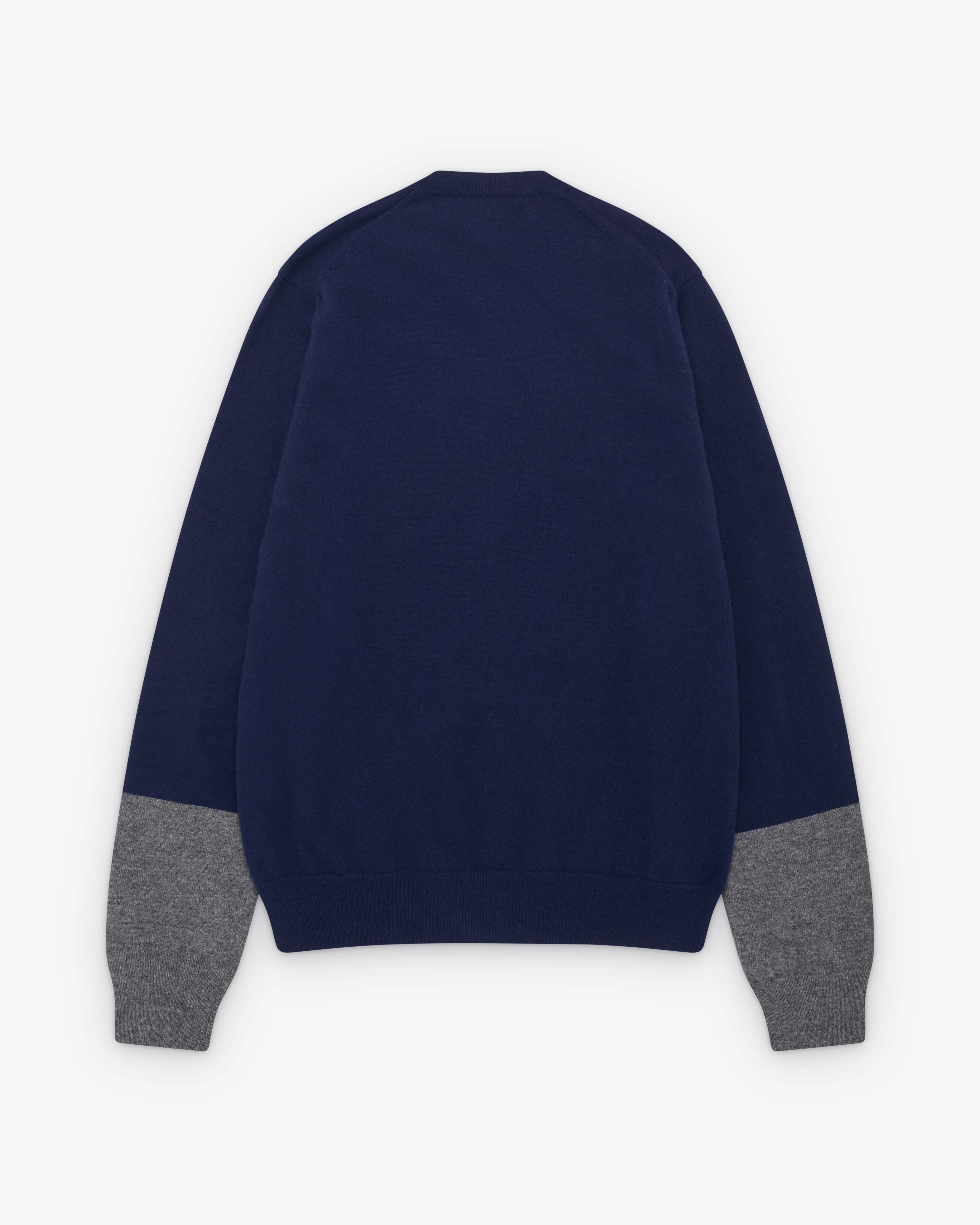CDG Shirt Forever - Round Neck Contrast Cardigan - (Navy/Grey) - Image 2